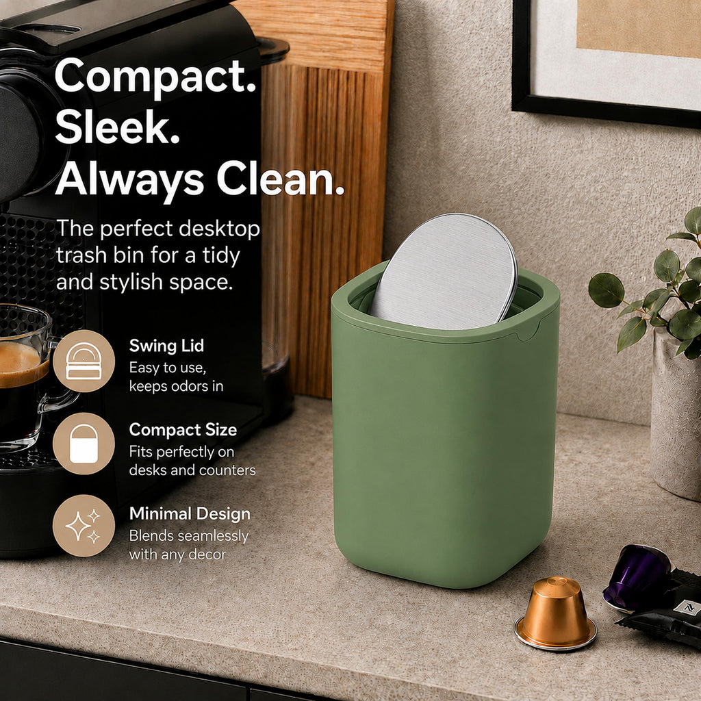 EverGrove Mini Table Bin,Desktop Trash Can Canopy Green, 1.5, Litres - image 5