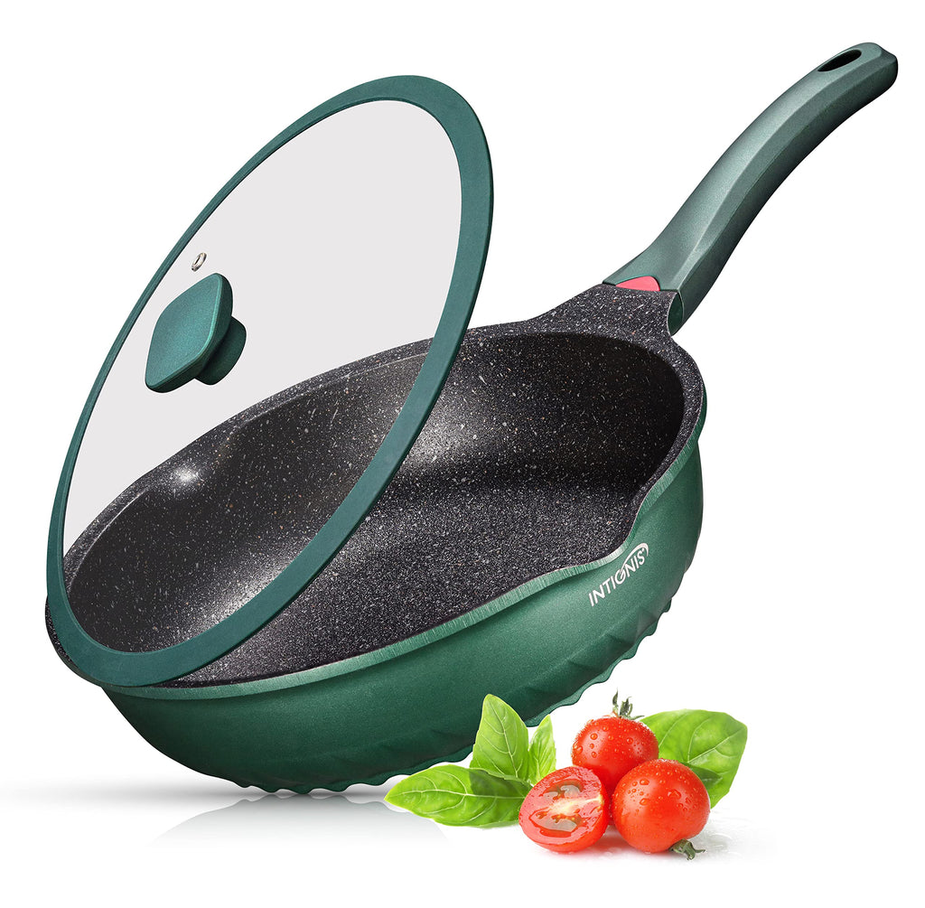 INTIGNIS 3-in-1 Deep Non-Stick Frying Pan with Lid | 28cm Ceramic Skillet