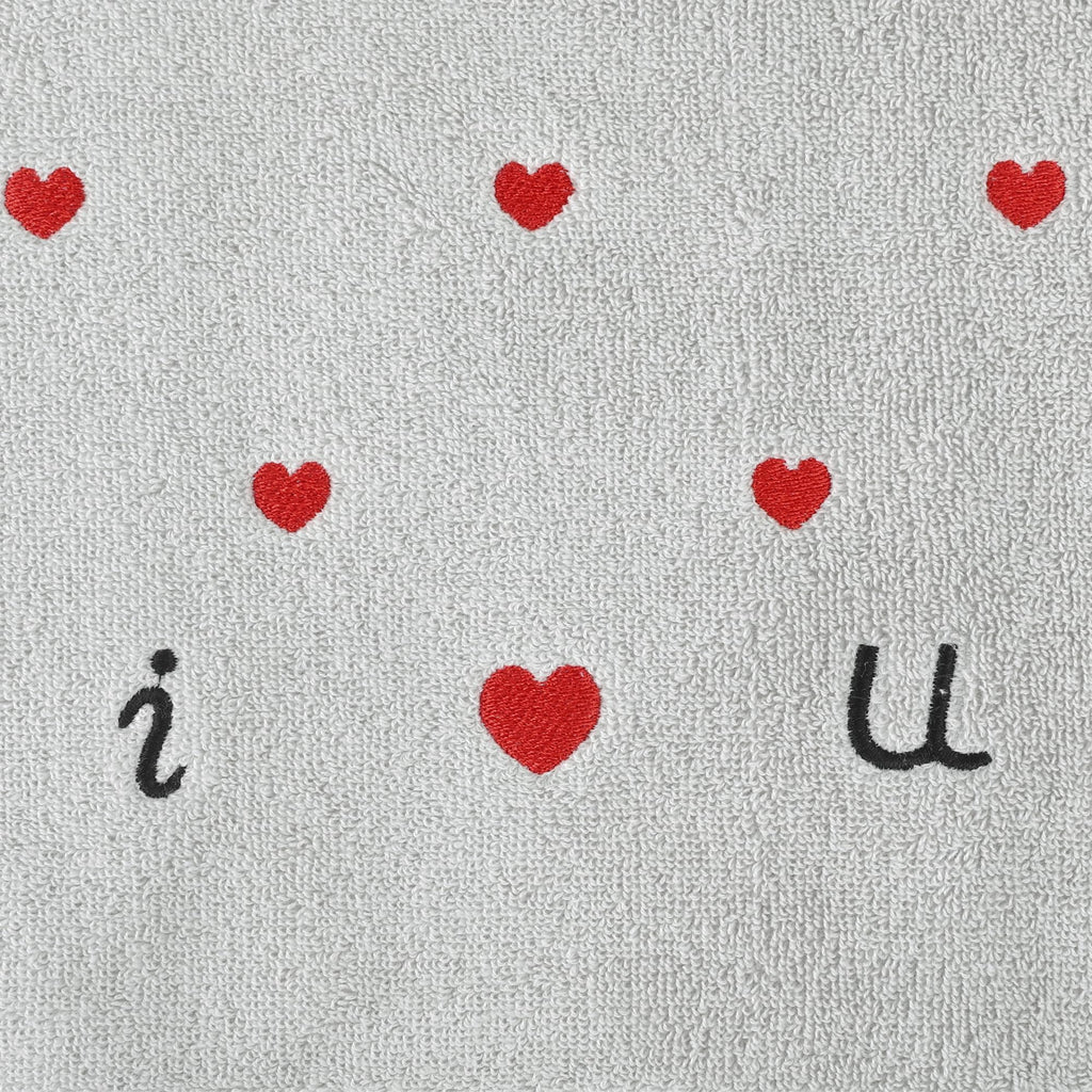 HMETOL Valentine's Day Cotton Letter Heart Love Pattern Hand Towels