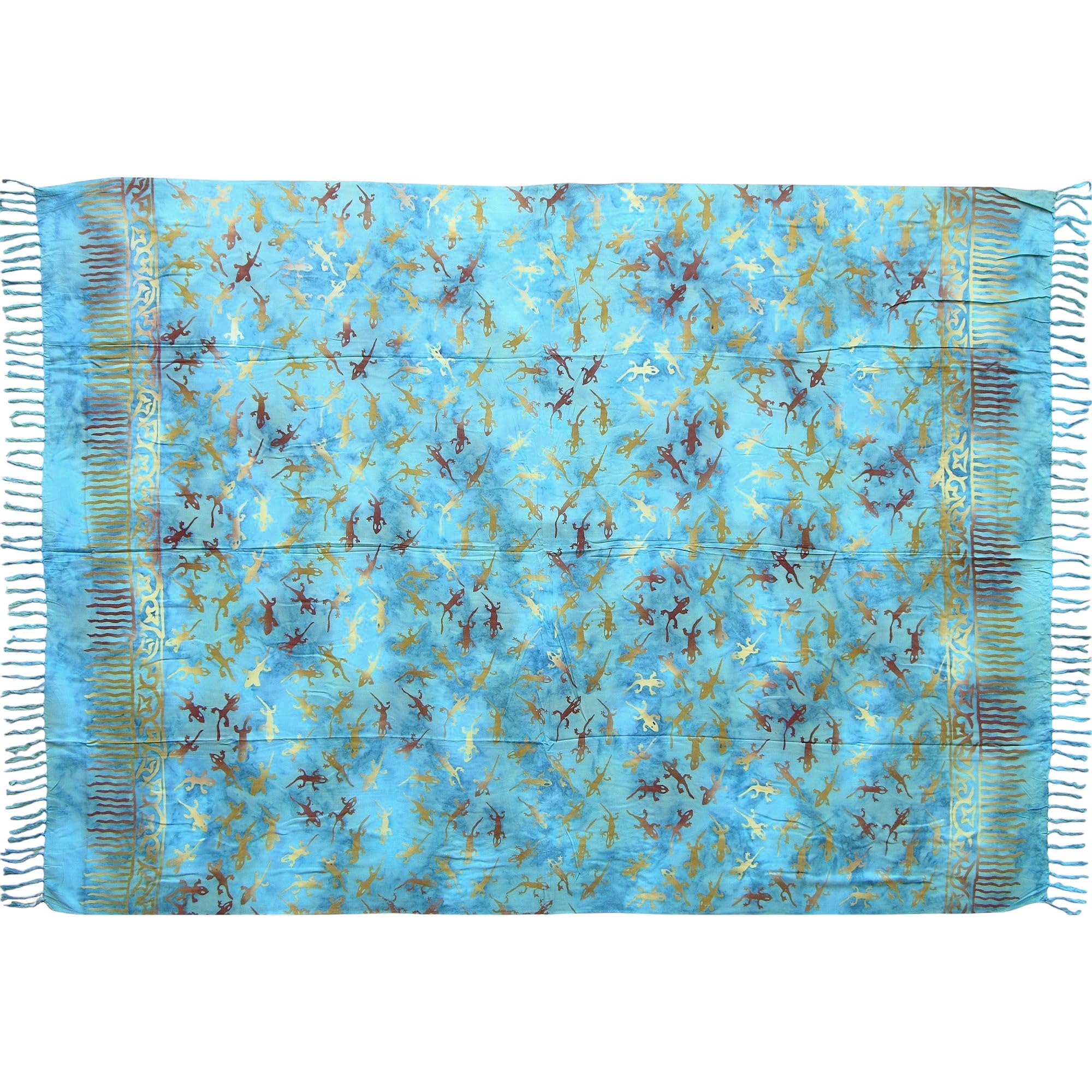 Balibarang Blue Gecko Sarong – Handmade Rayon Beach Pareo Wrap Skirt