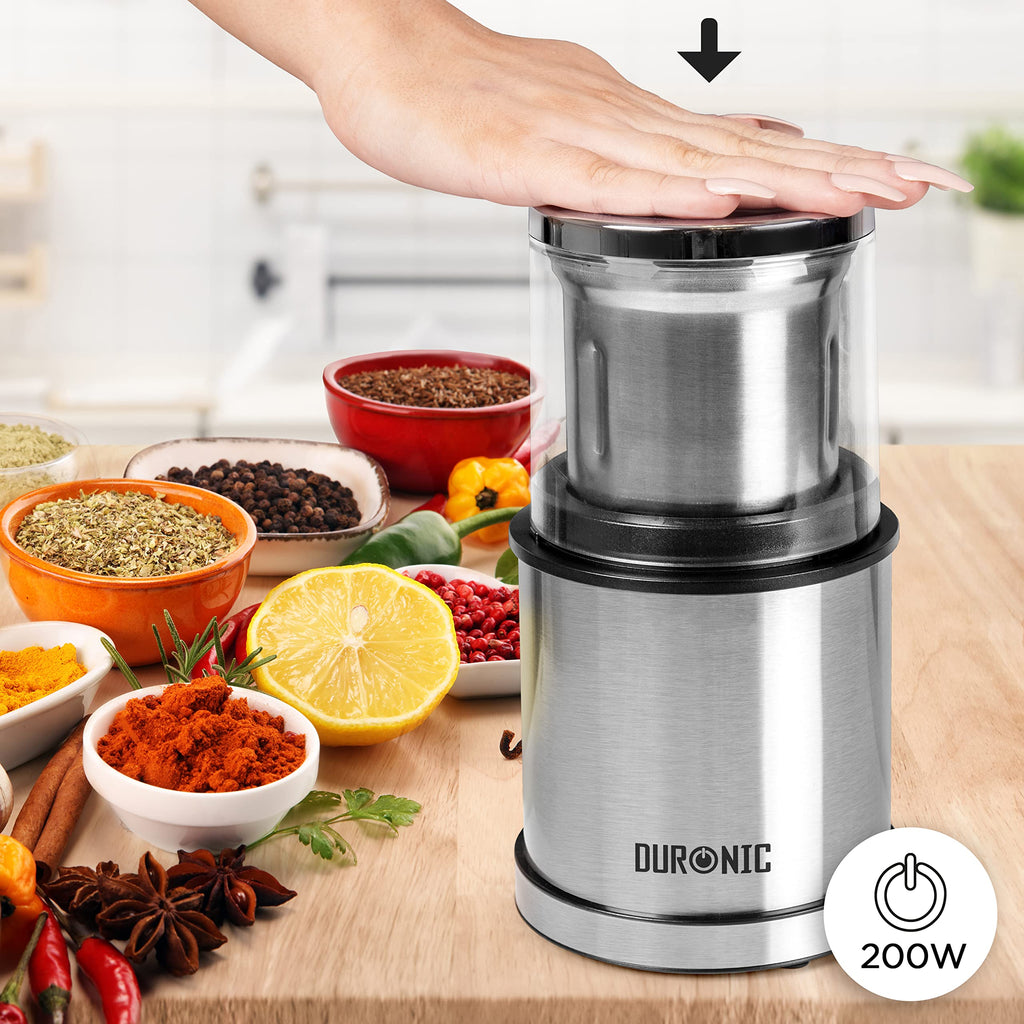 Duronic CG421 Electric Coffee & Spice Grinder | 2-in-1 Wet & Dry 200W Mill