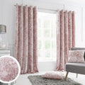 Catherine Lansfield Crushed Velvet Eyelet Curtains - Blush Pink 66x72