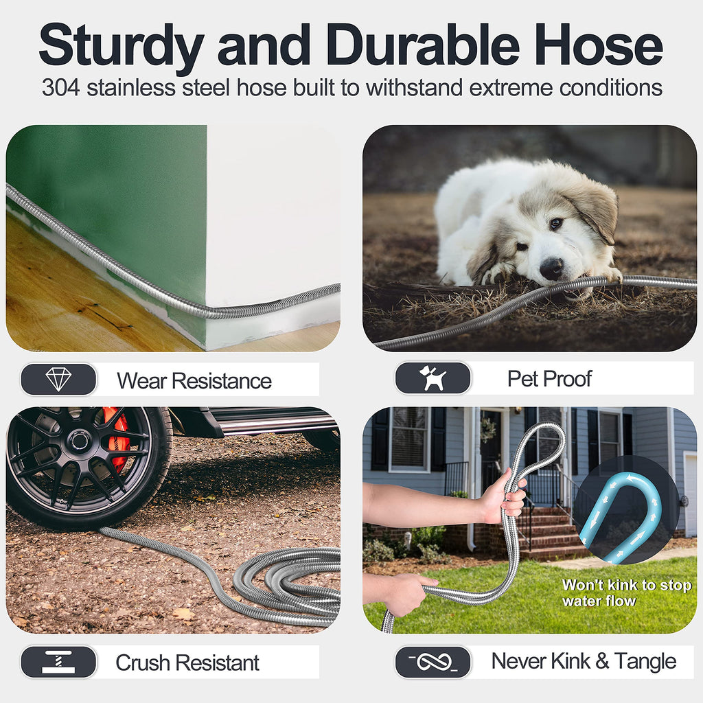 SPECILITE 50ft 304 Stainless Steel Garden Hose | Heavy Duty Metal Water Pipe