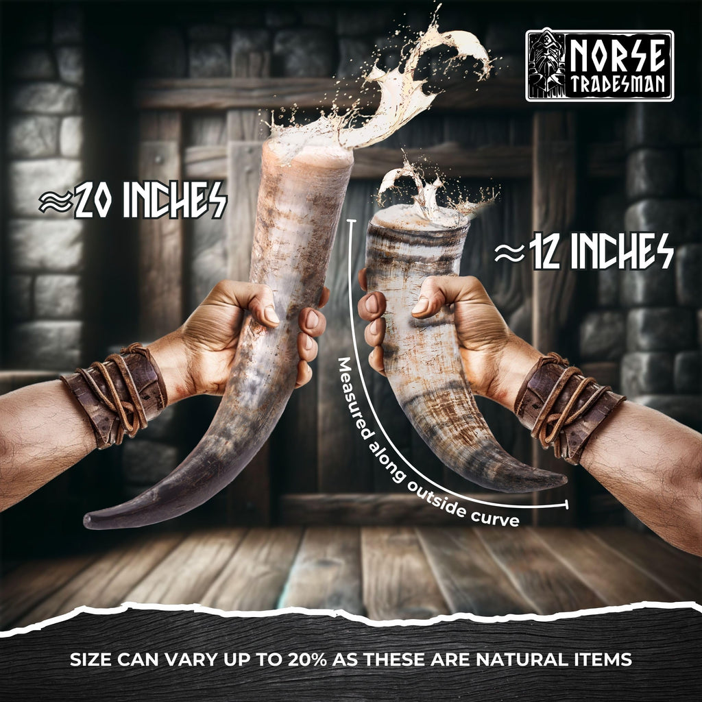 Norse Tradesman 50cm Ox-Horn Viking Drinking Horn with Leather Holster
