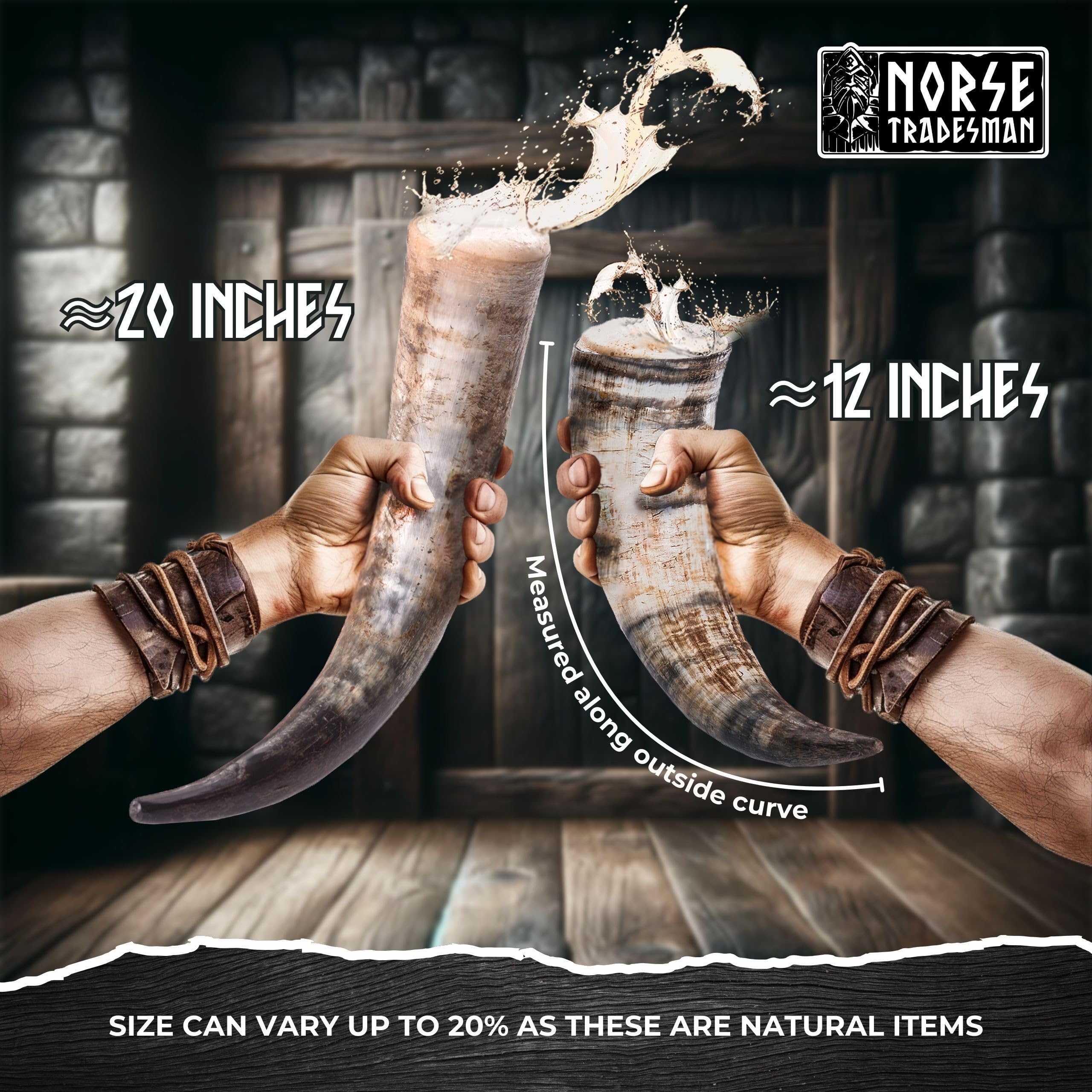 Norse Tradesman 50cm Ox-Horn Viking Drinking Horn with Leather Holster
