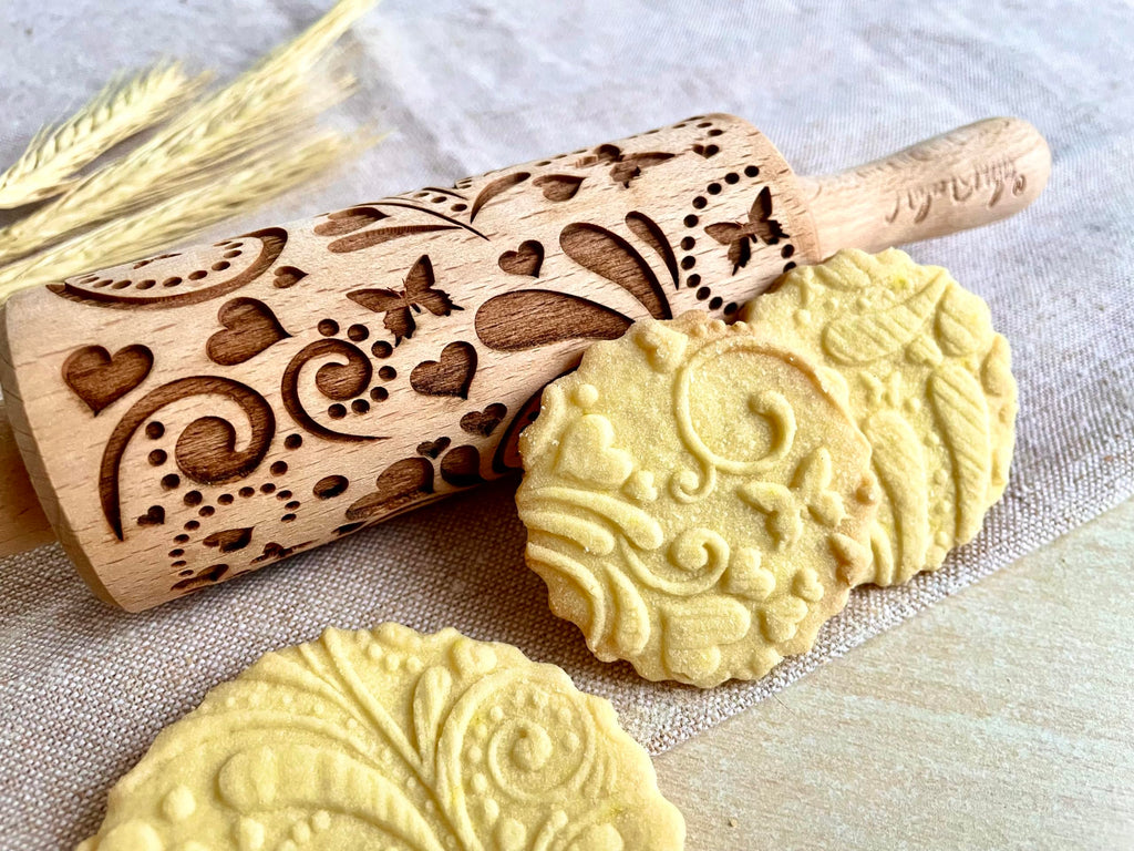 Algis Crafts Kids 3-Piece Mini Embossed Rolling Pin Set - Beech Wood