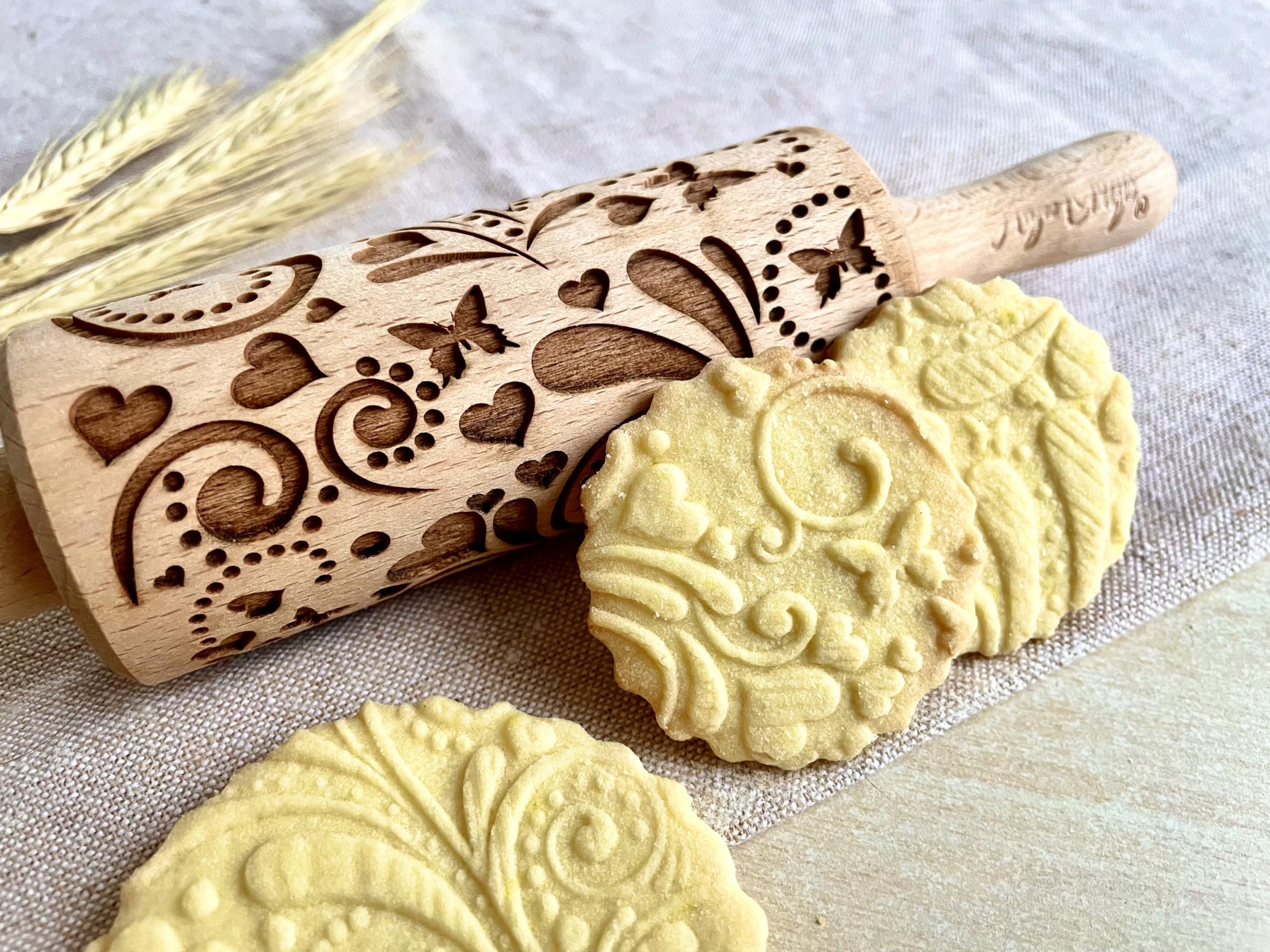 Algis Crafts Kids 3-Piece Mini Embossed Rolling Pin Set - Beech Wood