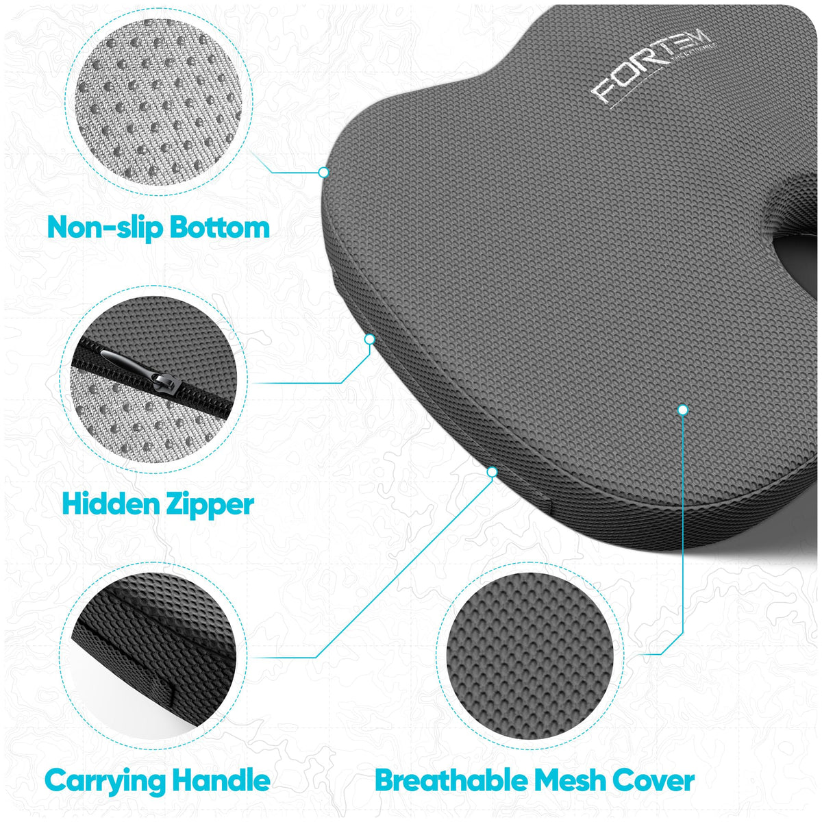 FORTEM Seat Cushion & Lumbar Support for Office Chair, Car Seat Combo - image 4