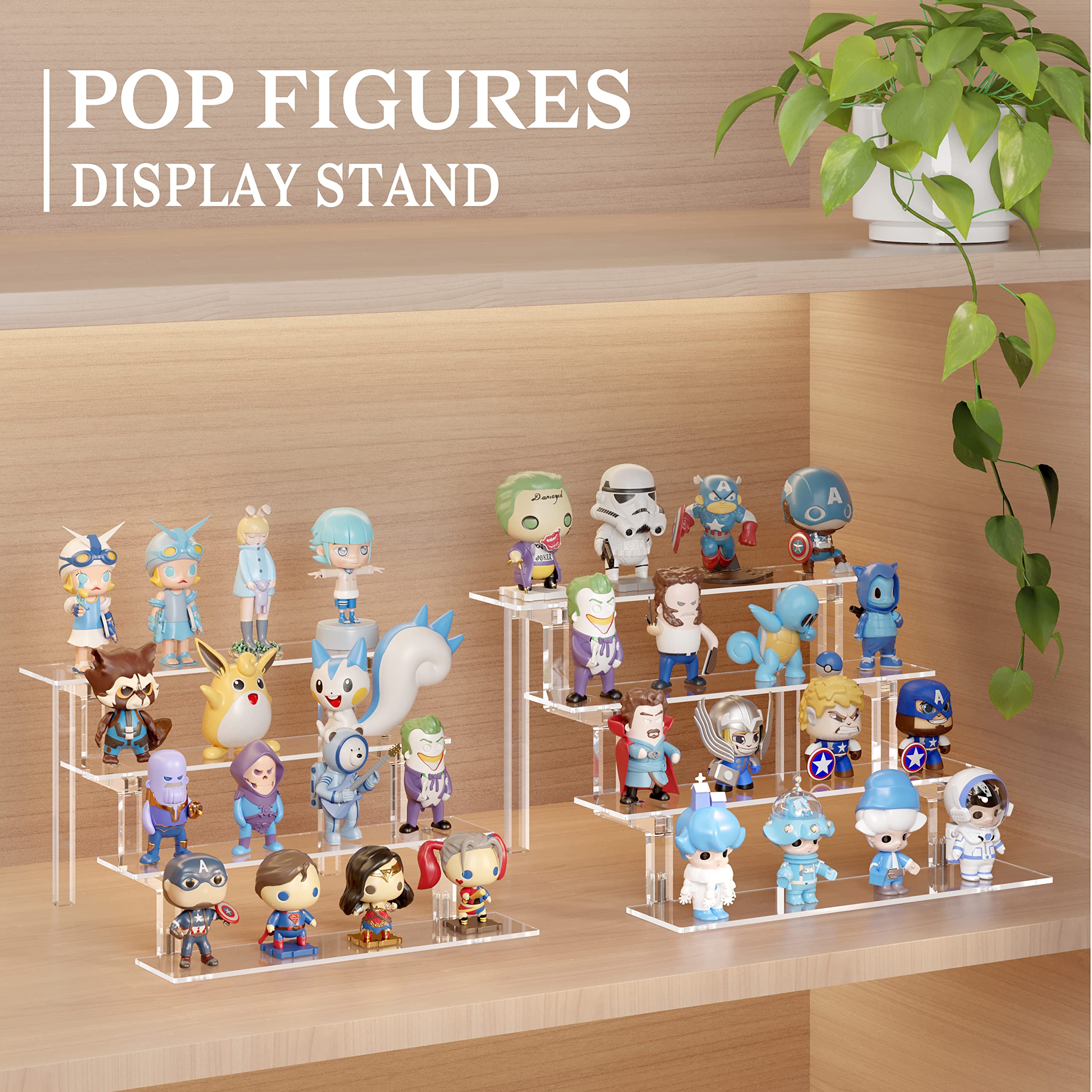 Janaden Clear Acrylic Display Stands | 4-Tier Perfume & Pop Figure Risers