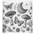 ABAKUHAUS Medieval Moth Fabric Shower Curtain - Waterproof Grey Decor
