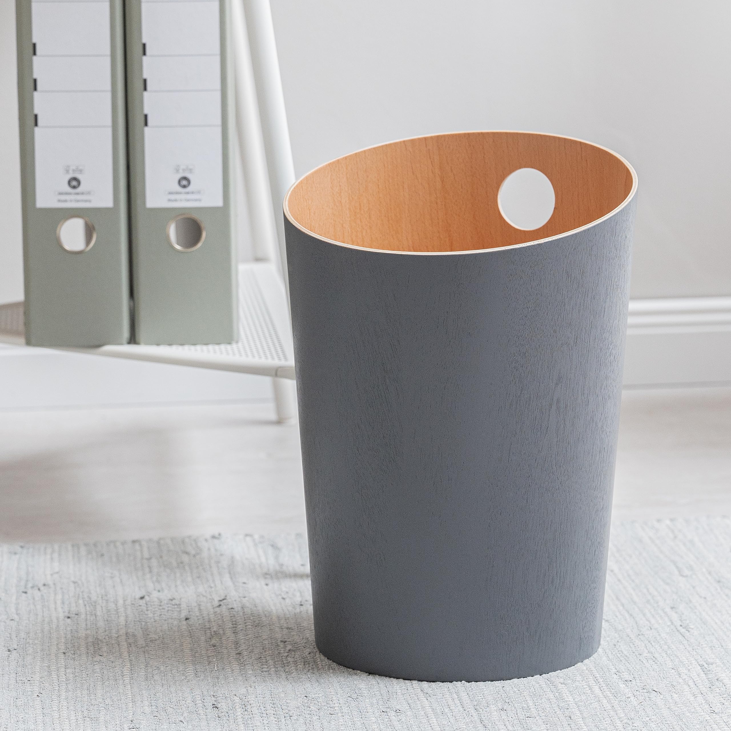 Kazai Bennet Real Wood Veneer Paper Bin – Oak Minimalist Waste Basket