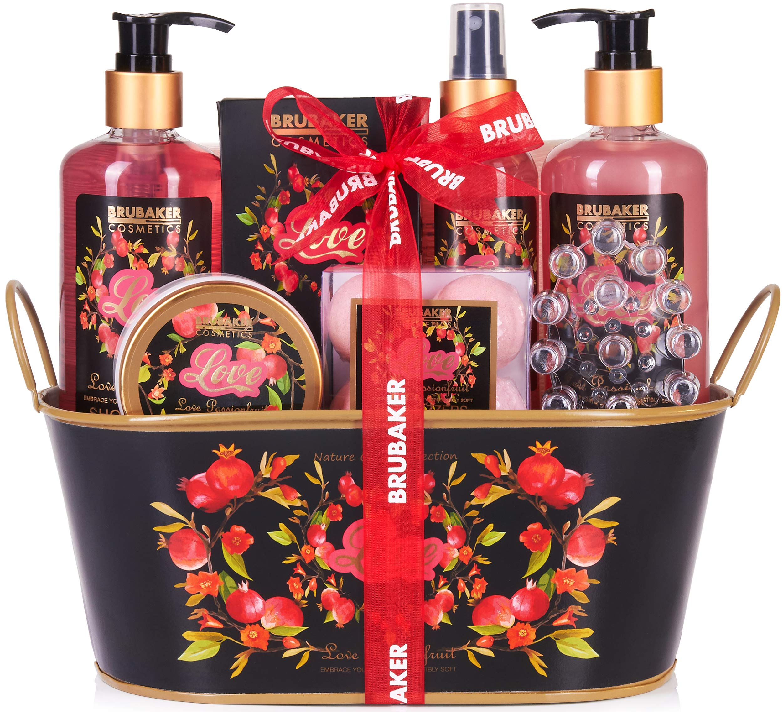 BRUBAKER Love Bath Gift Set - 12-Piece Passion Fruit Spa Kit in Vintage Tub