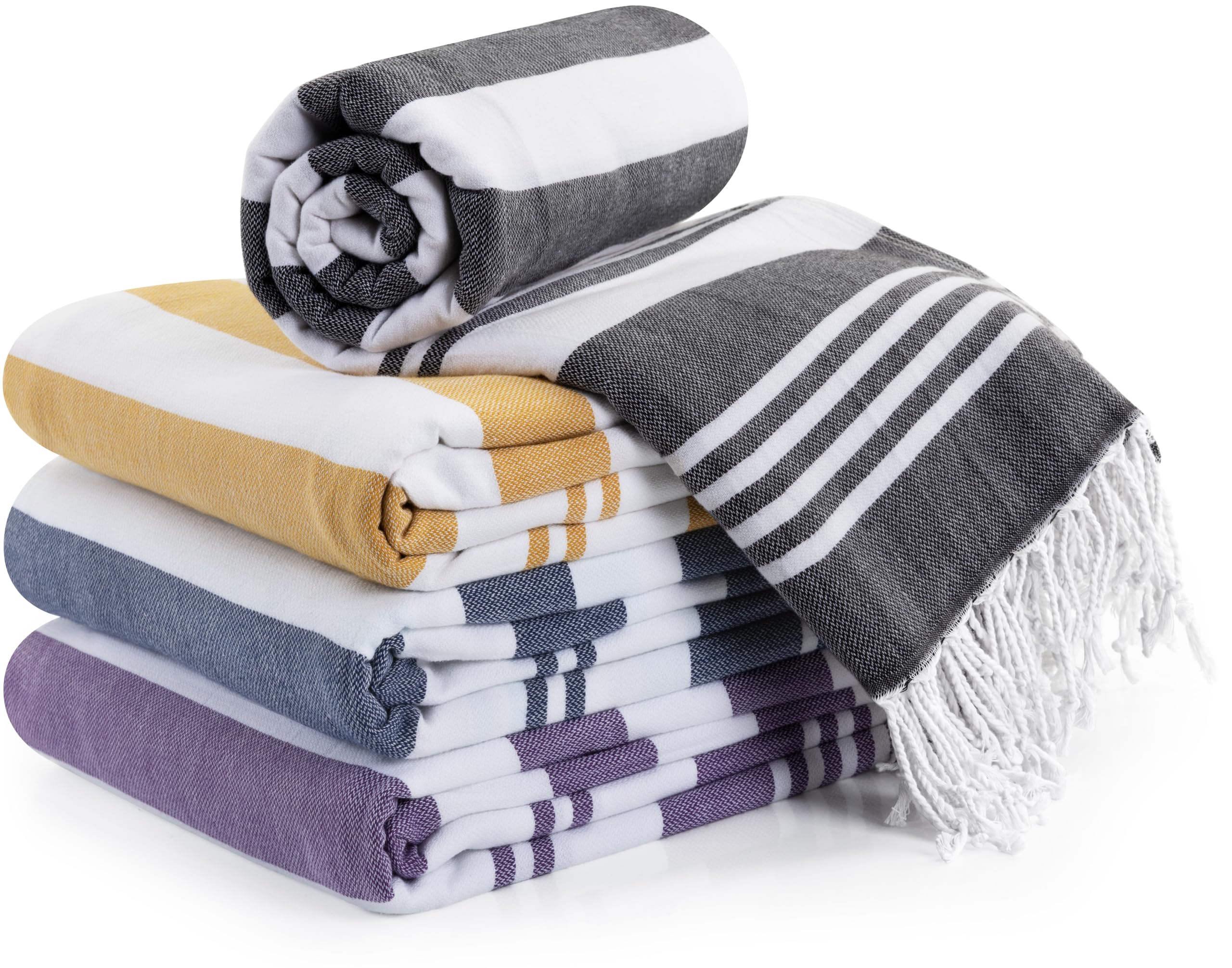 Utopia Towels 4-Pack Turkish Beach Towel – 100% Cotton Sand-Free Large