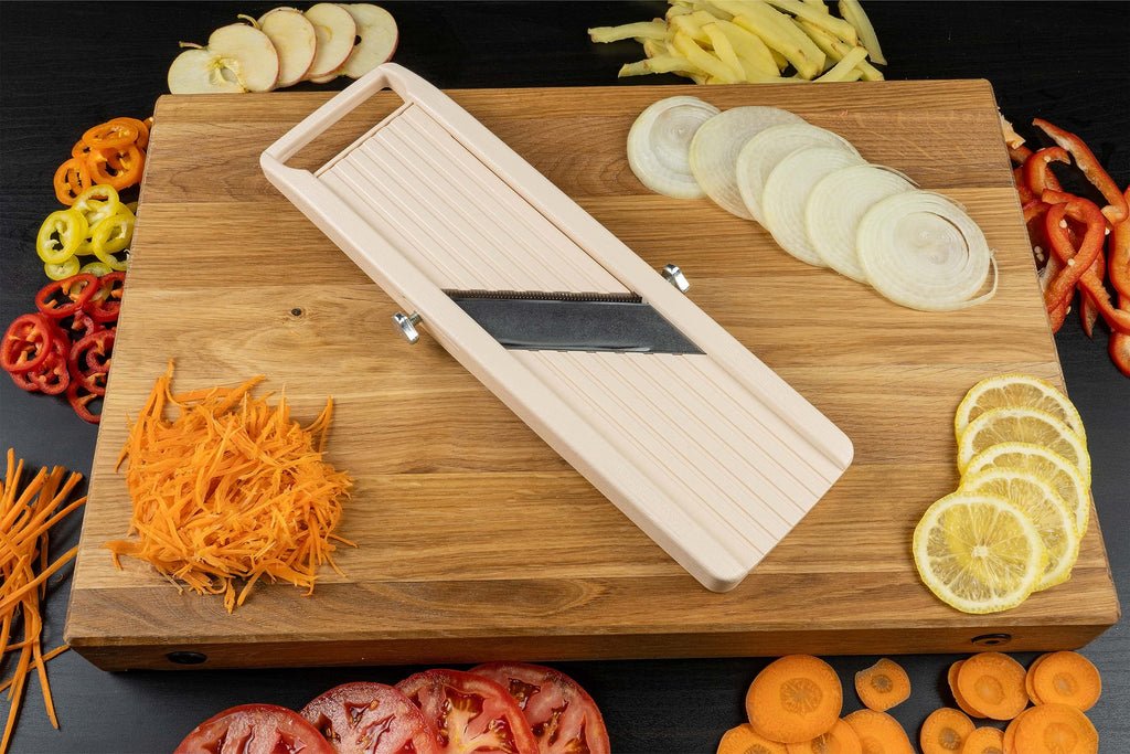 Benriner Japanese Mandoline Slicer – 3 Stainless Steel Blades, Ivory