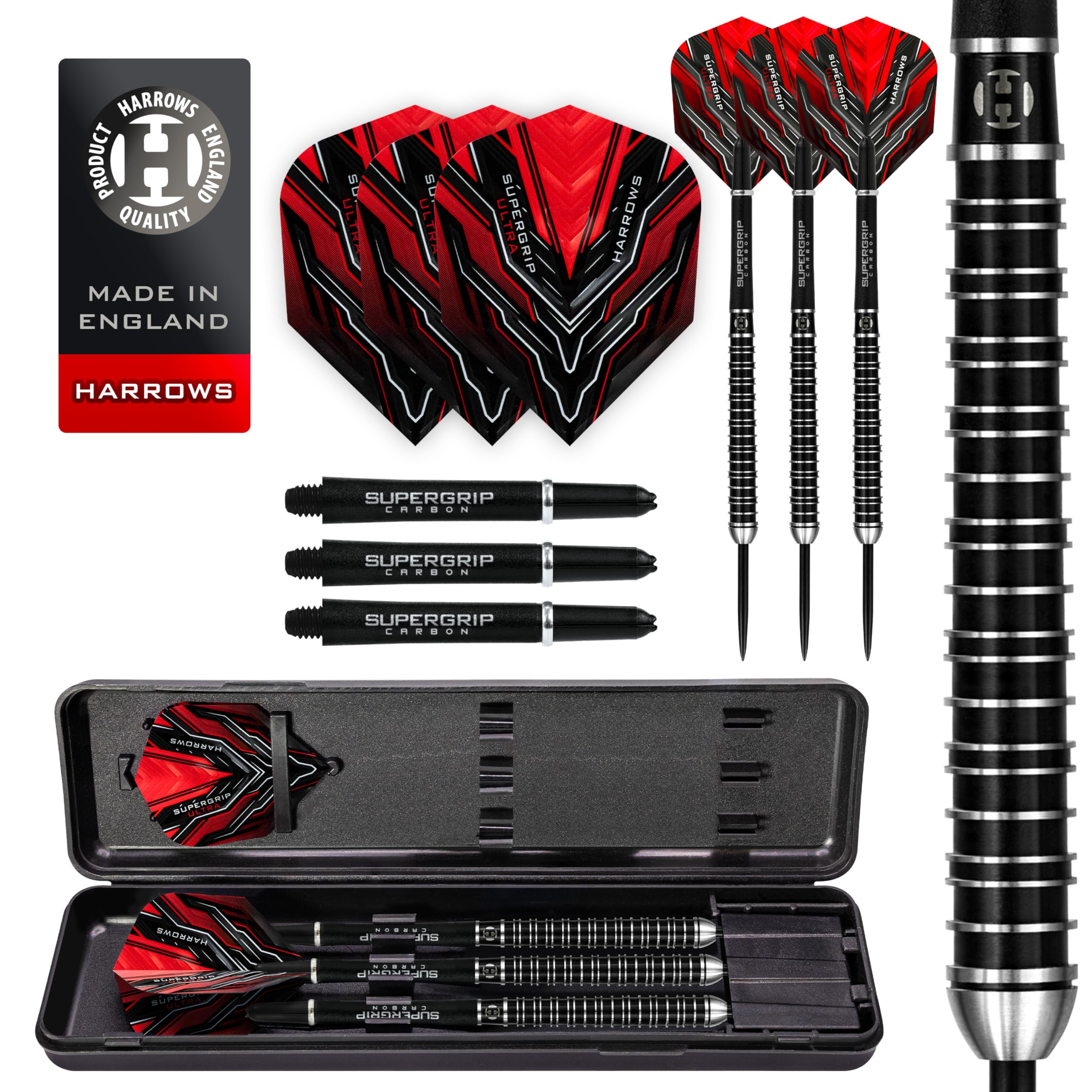 Harrows Supergrip Ultra 90% Tungsten Steel Tip Darts Set | 21g-30g