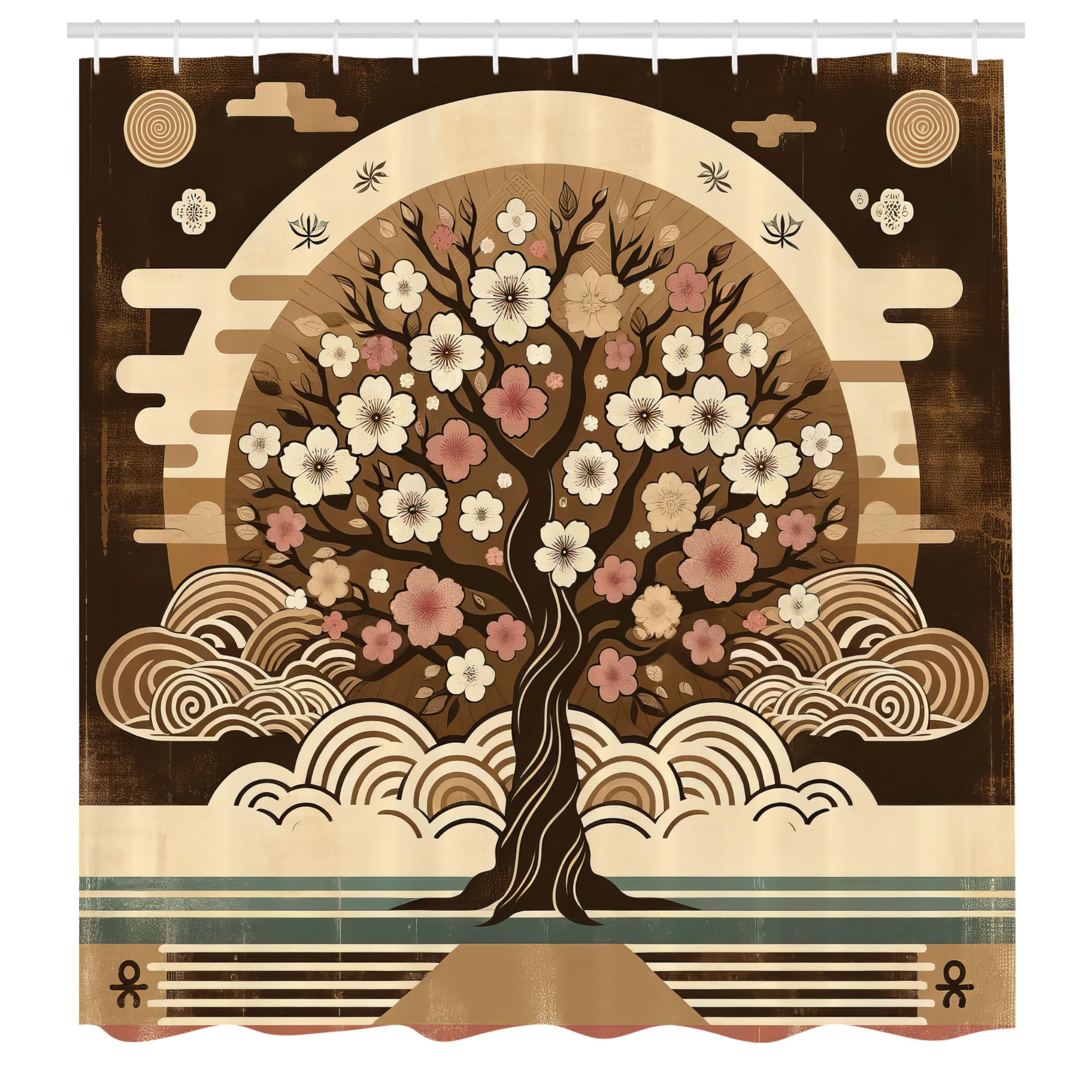 Abakuhaus Asian Tree Shower Curtain – Waterproof Fabric Bathroom Decor
