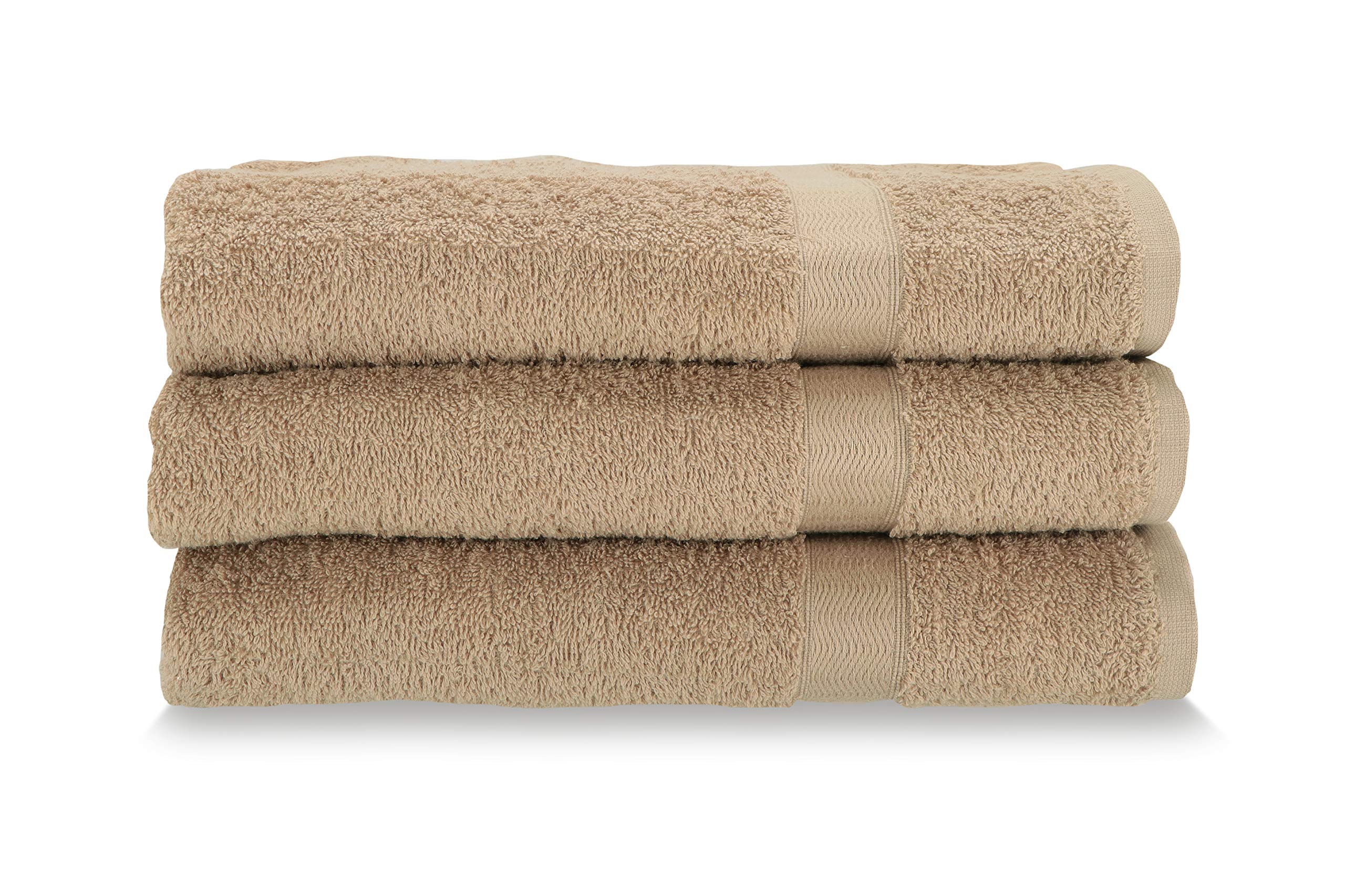 Gabel Set of 3 Cotton Face Towels - Greige Italian Terry Cloth 60x100cm