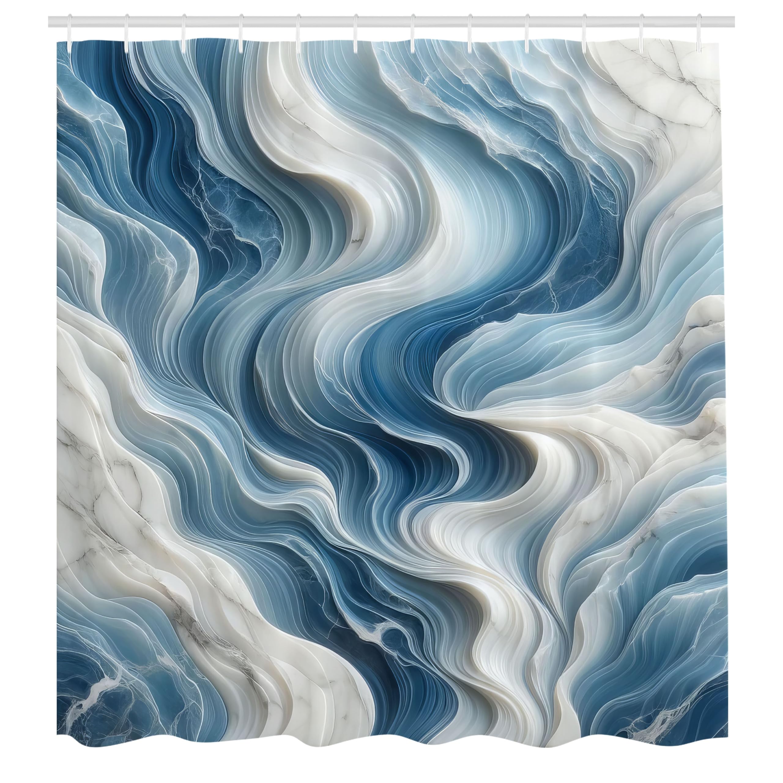 Abakuhaus Blue Shower Curtain | Surreal Oceanic Marble Fabric | 175 x 200 cm