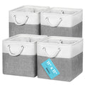 OrganiHaus Fabric Storage Boxes, Set of 4 Foldable 28x28 Cube Organiser Bins with Rope Handles for Shelves, Nursery & Closet