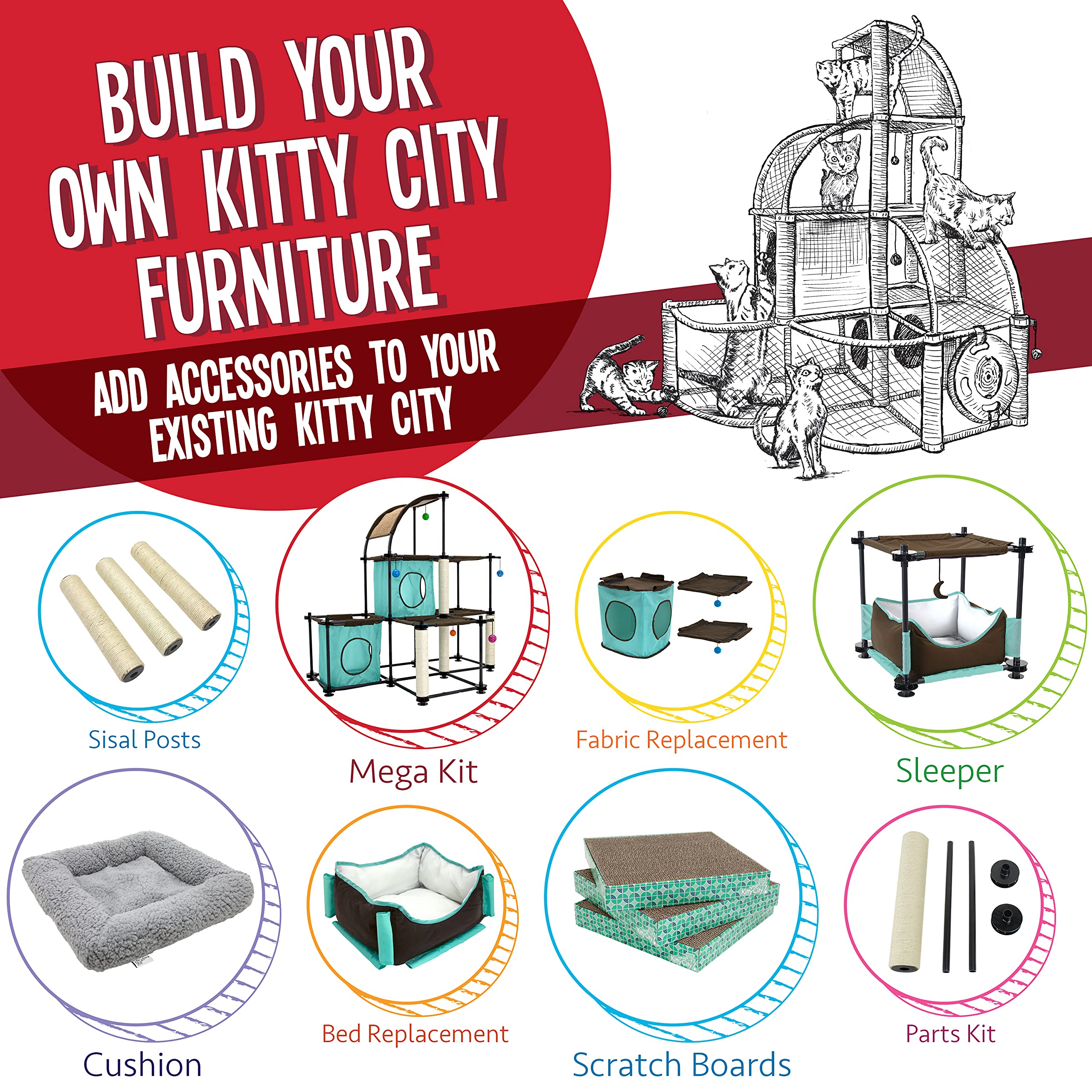 Kitty City Mega Kit Modular Cat Furniture - Indoor/Outdoor Condo & Sleeper