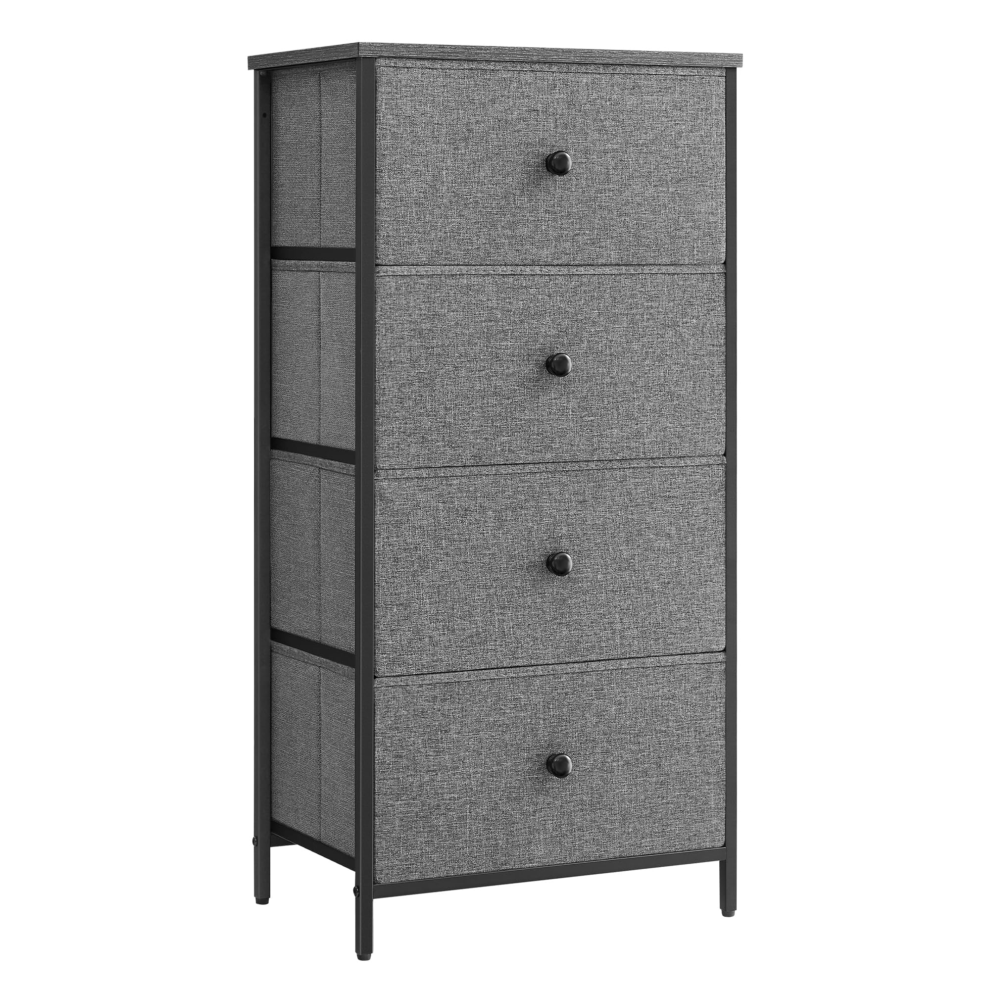 SONGMICS 4-Drawer Dresser – Slim Fabric Storage Tower with Metal Frame