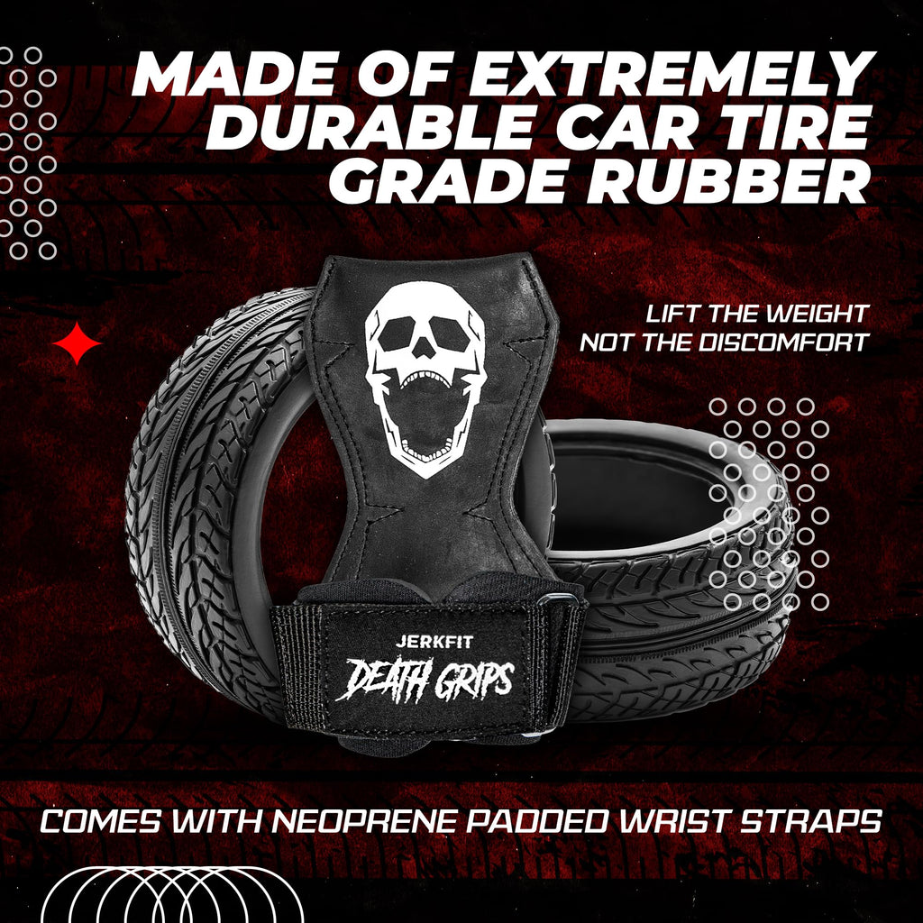 JerkFit Death Grips – Rubber Lifting Straps with Neoprene Wrist Support