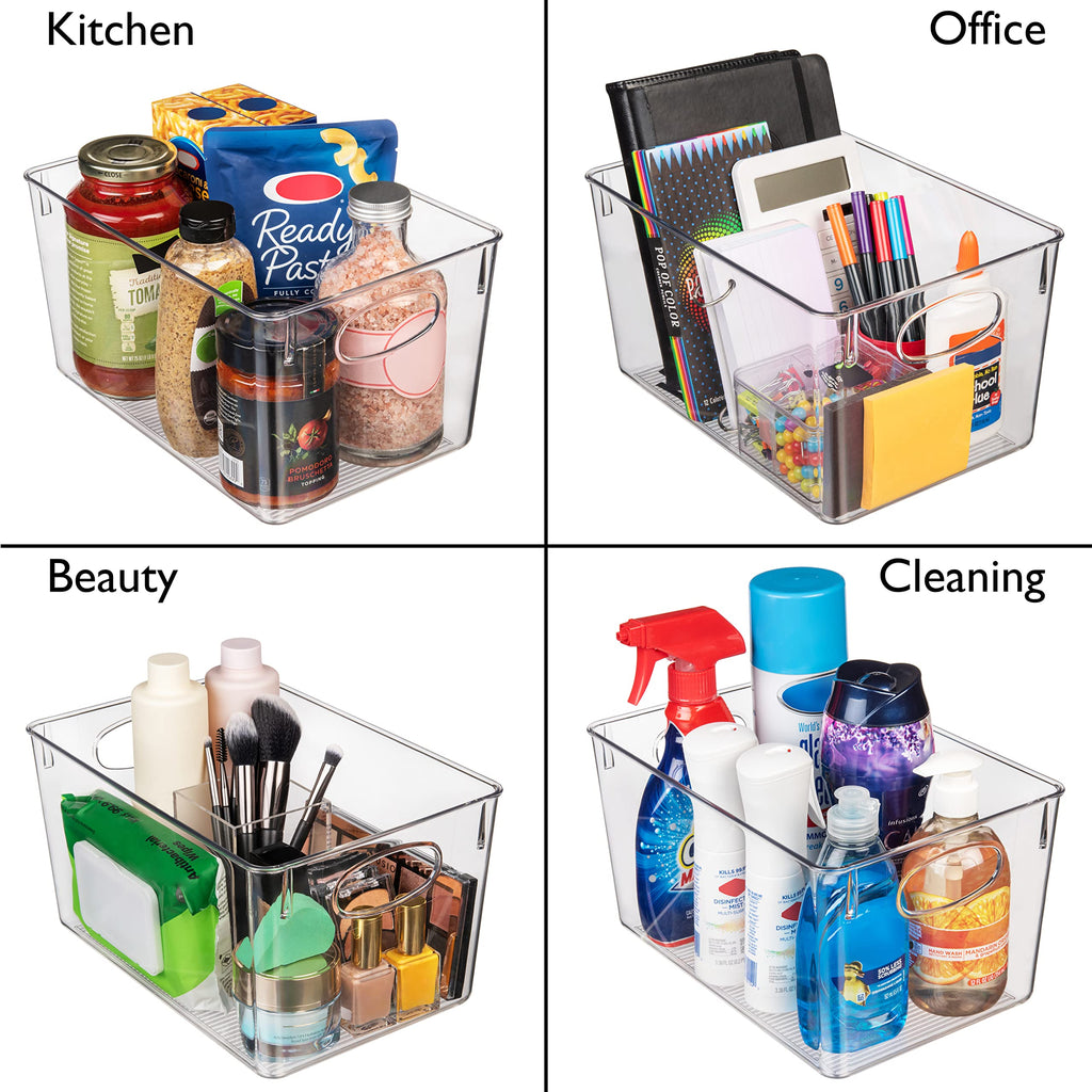 Clear Plastic Storage Bins with Lids | Stackable Pantry Organizer