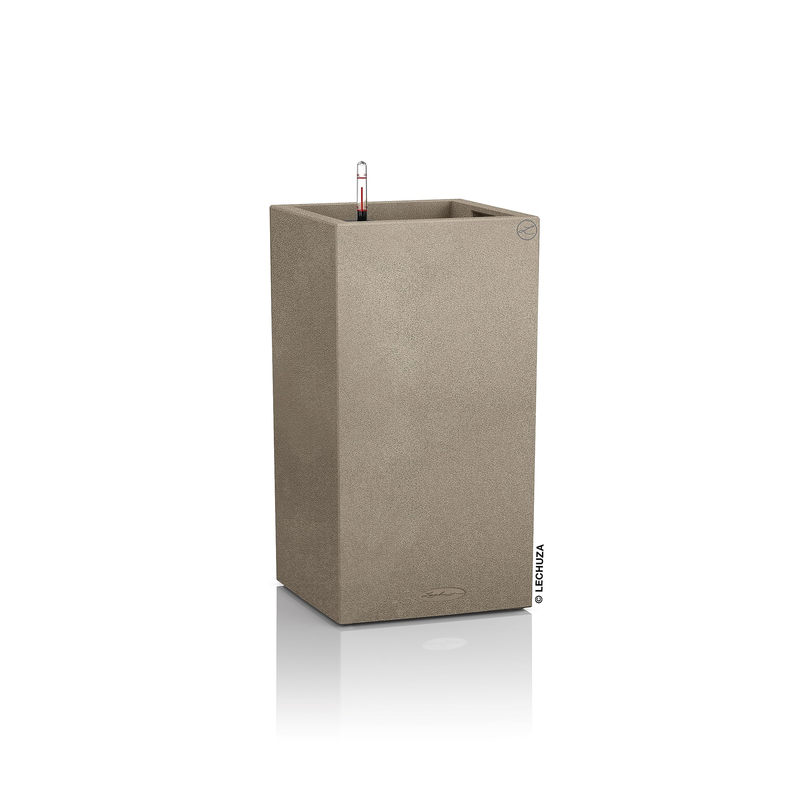 Lechuza CANTO Stone 30 High Self-Watering LED Plant Pot | Sand Beige