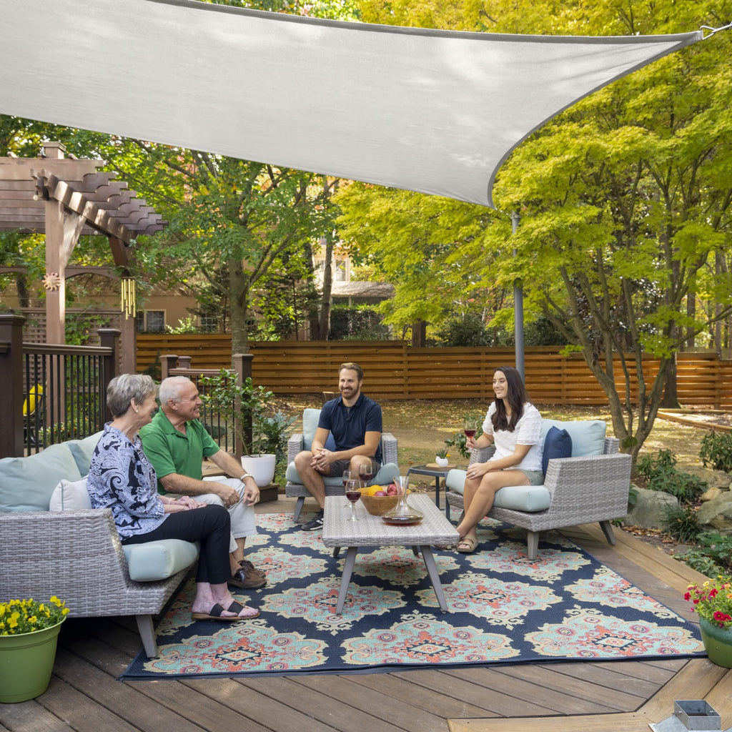 Coolaroo Premium Shade Sail Kit | 16'5"x9'11" Rectangle HDPE Canopy, Stone