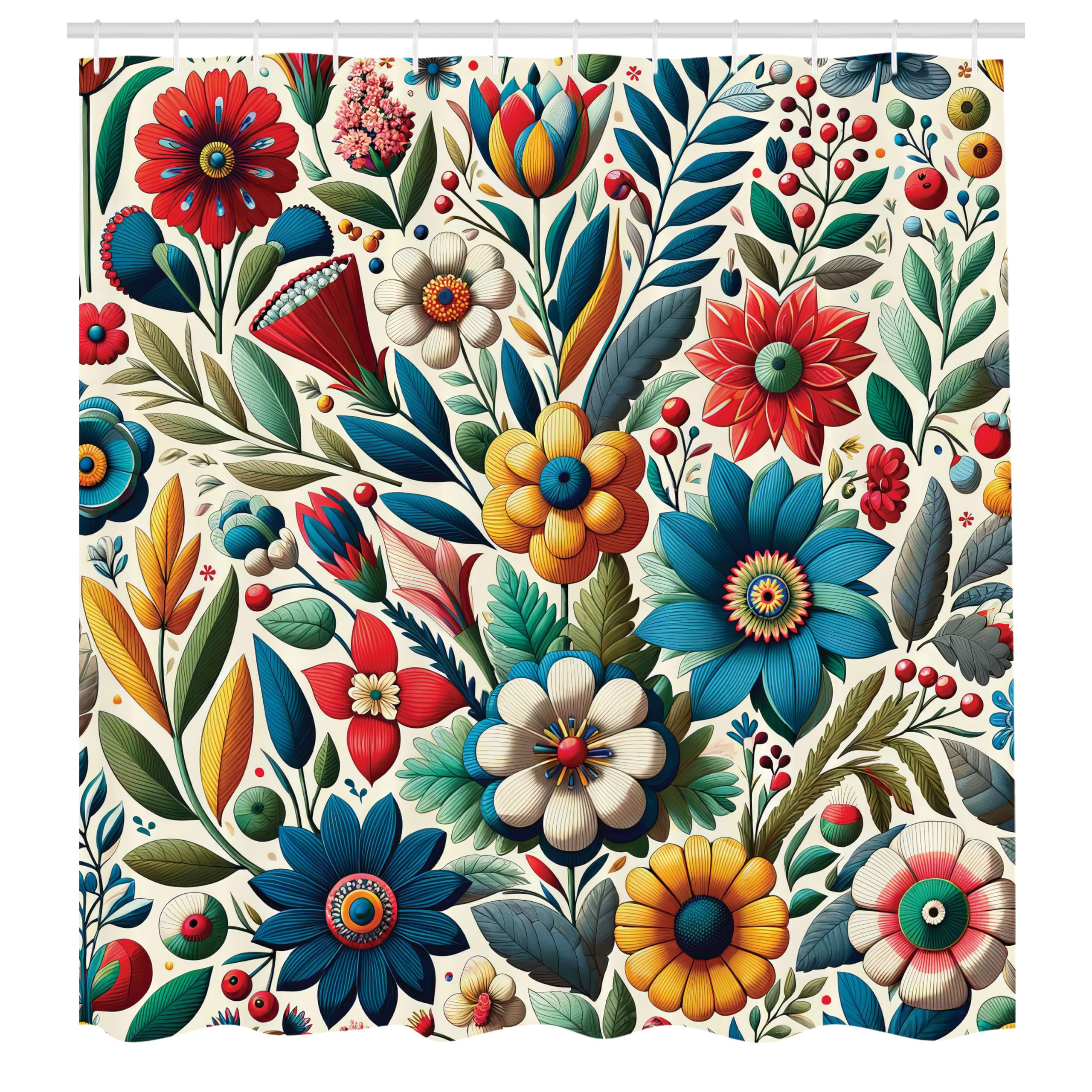 Abakuhaus Floral Shower Curtain | Waterproof Fabric Bathroom Decor | 175x200cm