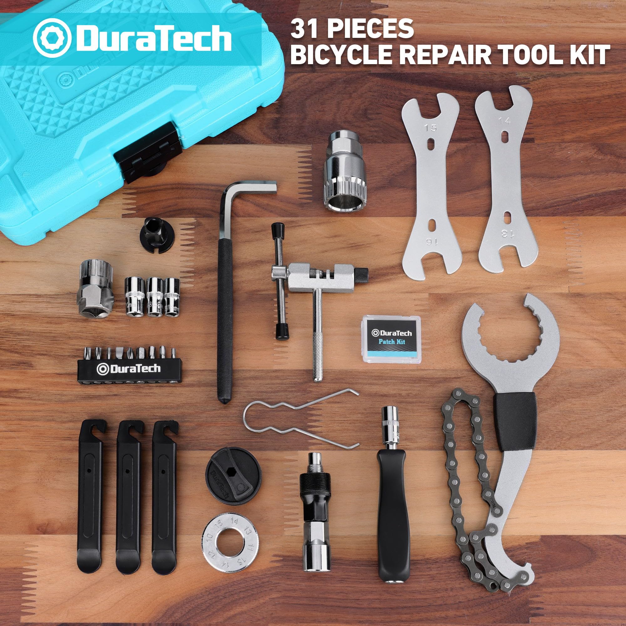 DURATECH 31-Piece Bicycle Repair Tool Kit with Portable Storage Case