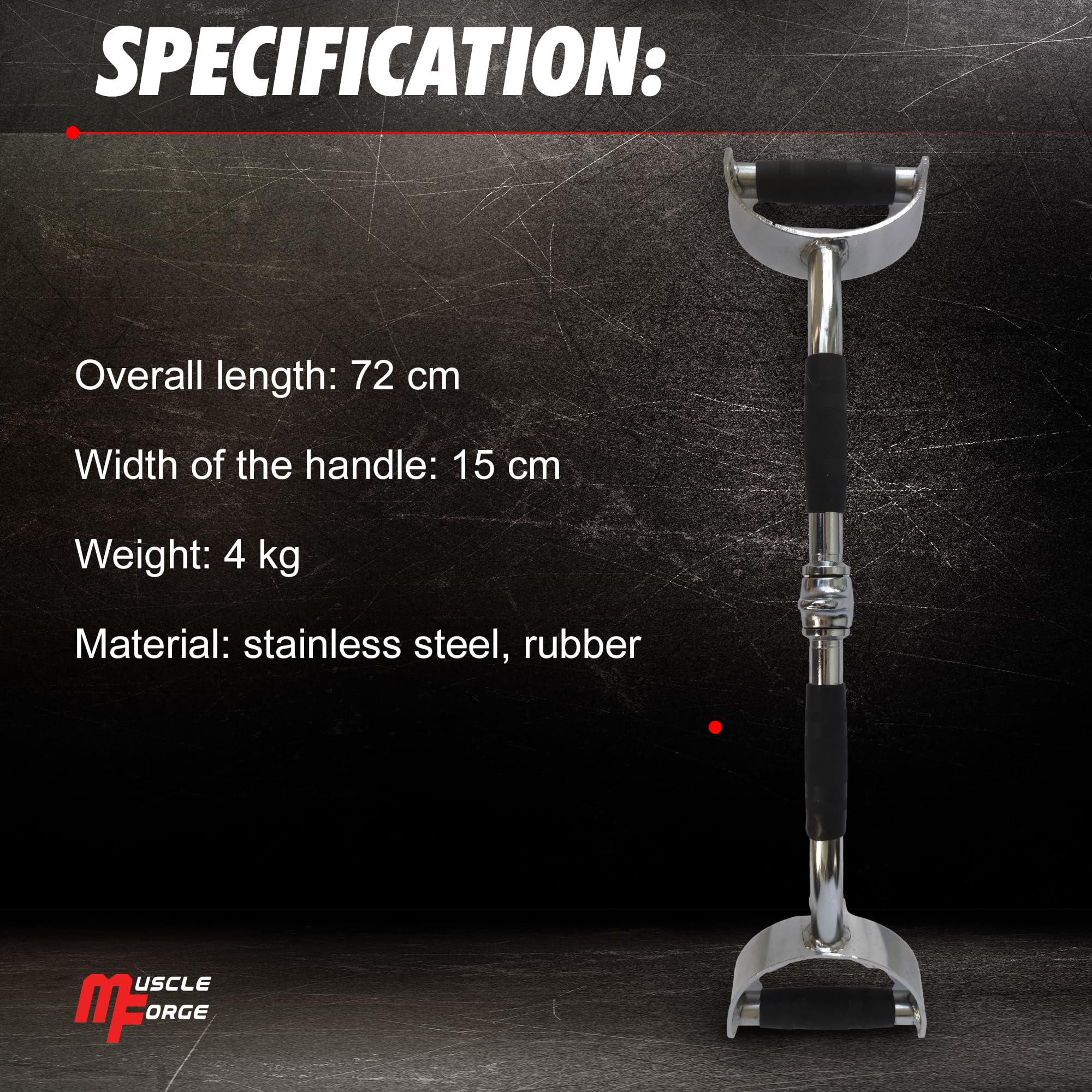 MuscleForge Lat Pull Hammer Bar – 70cm Stainless Steel Cable Attachment