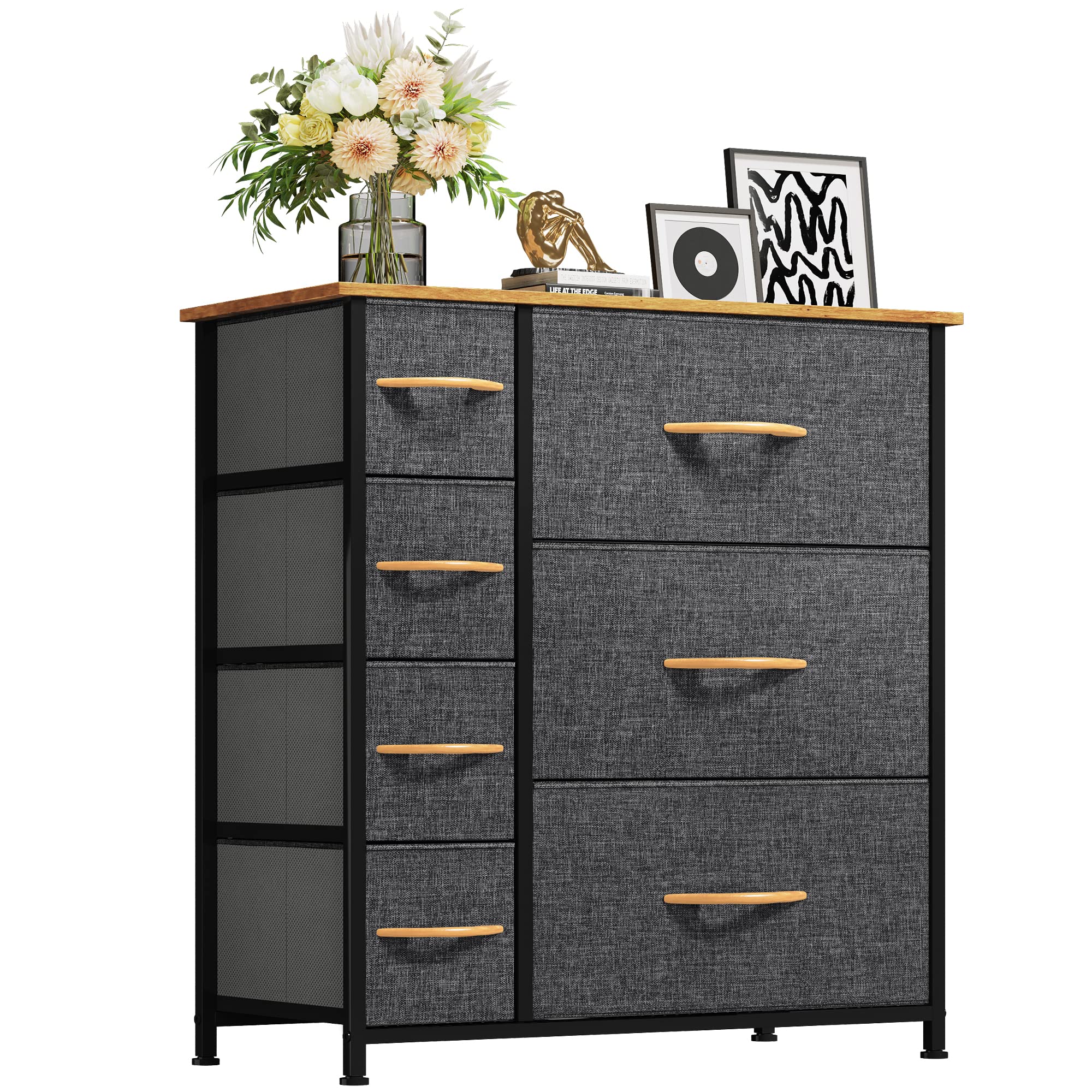 YITAHOME 7-Drawer Fabric Dresser | Metal Frame Storage Chest - Dark