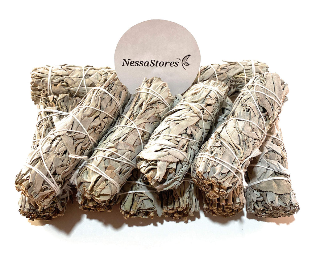 NessaStores California White Sage Smudge Sticks - 36 Pack, 4-Inch Hand Tied