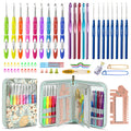 61Pcs Ergonomic Crochet Hooks Set with Case - Green