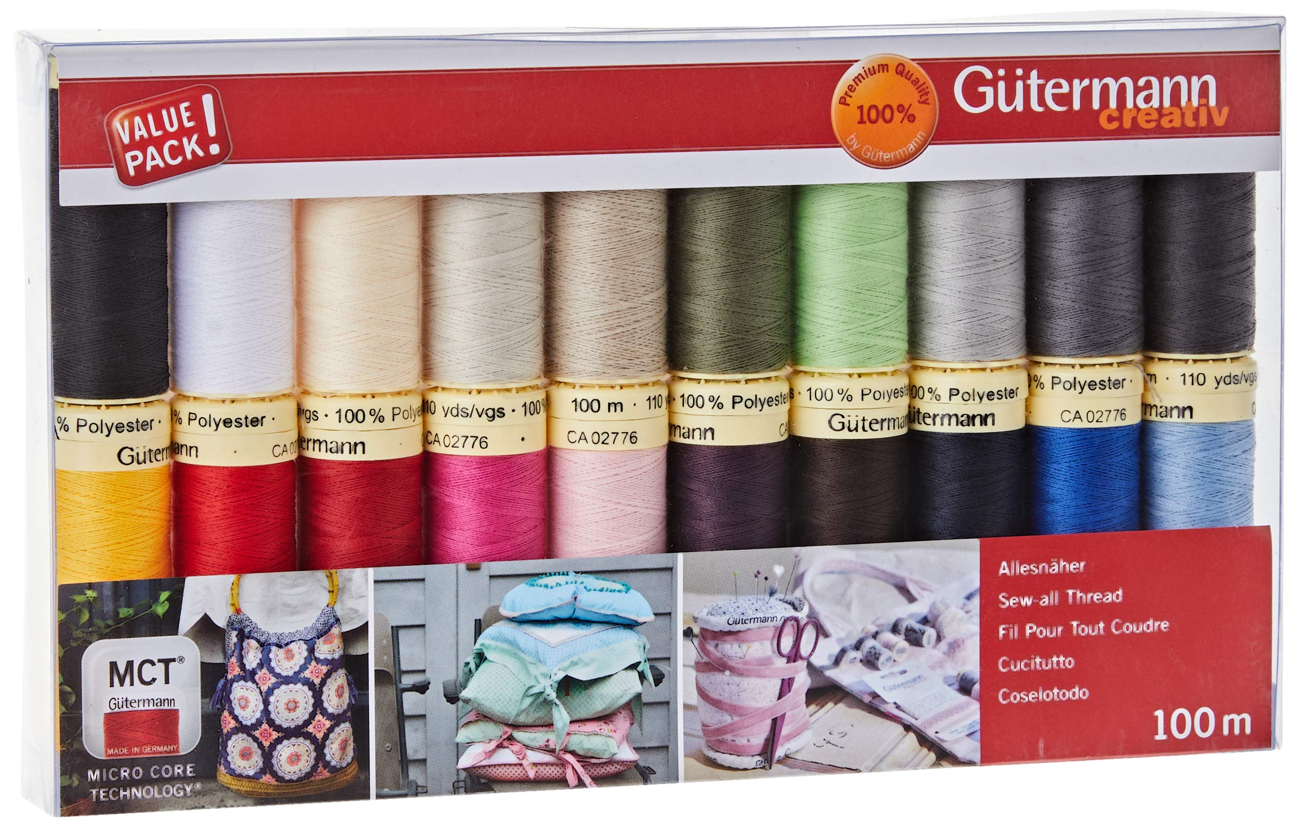 Gütermann Sewing Thread Set - 20 Colors - 100% Polyester, 20 x 100m