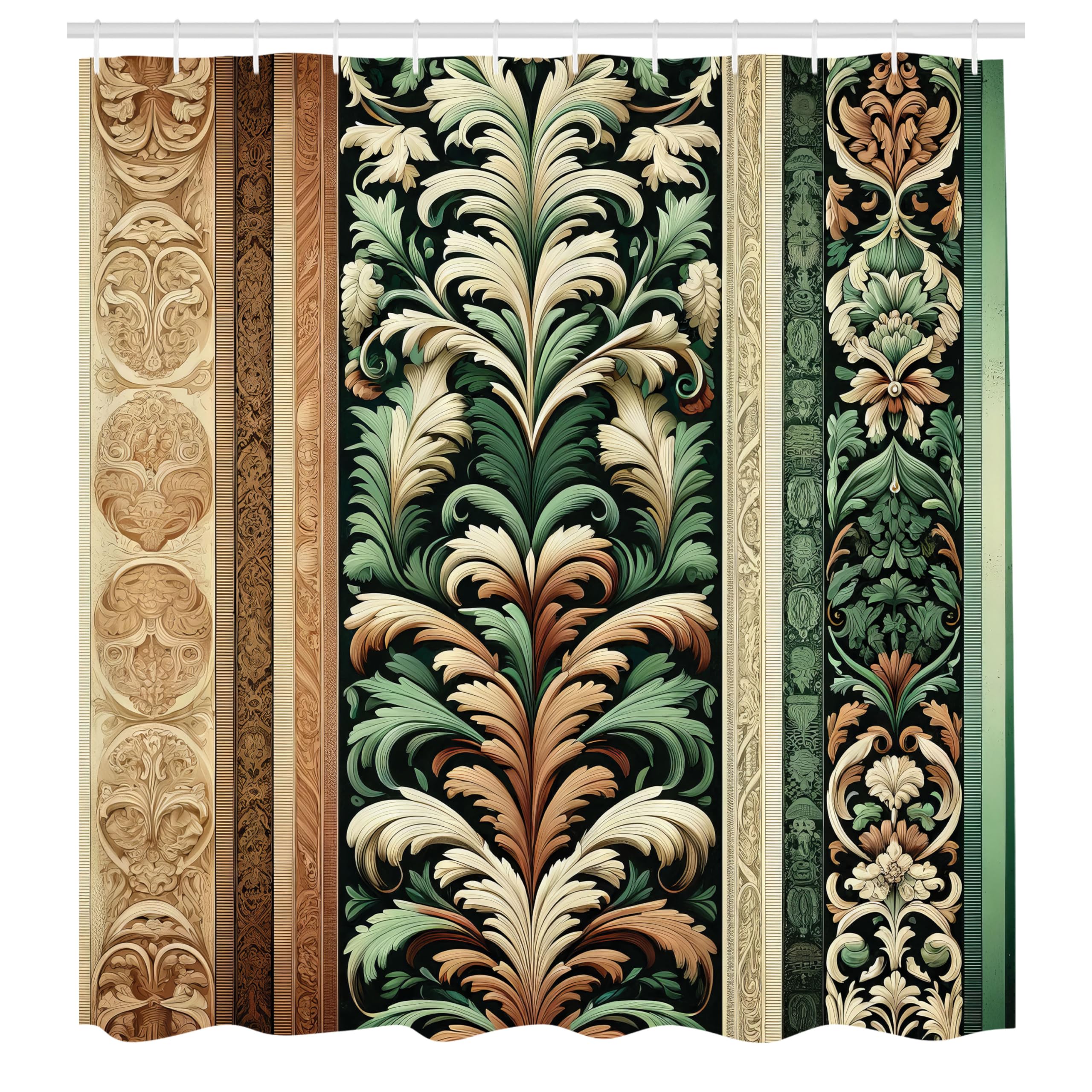 Abakuhaus Jungle Damask Leaf Shower Curtain | Waterproof Fabric, 175x200cm
