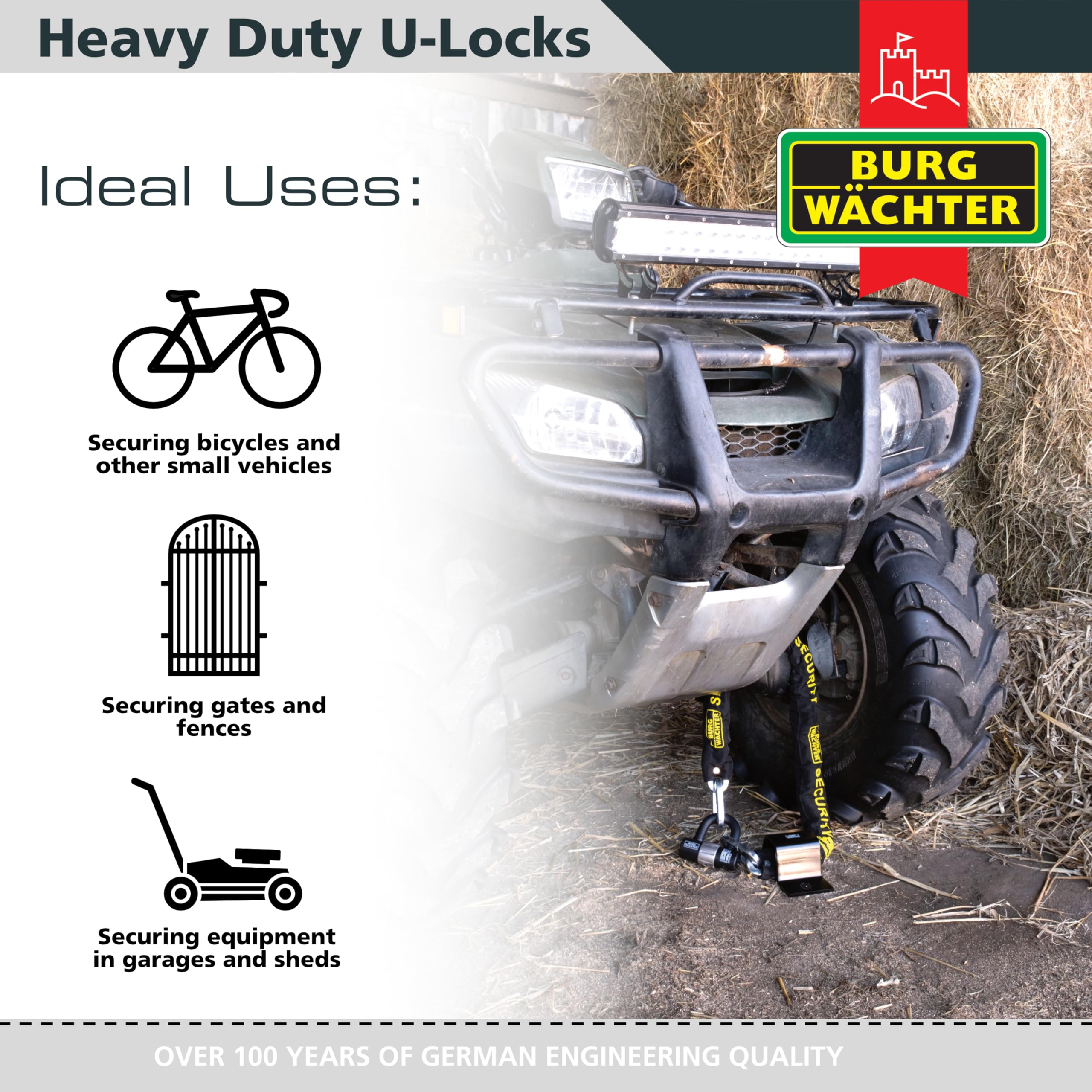 Burg-Wächter 100D Quadra U-Lock - Quad Keyed Alike Gold Security Pack