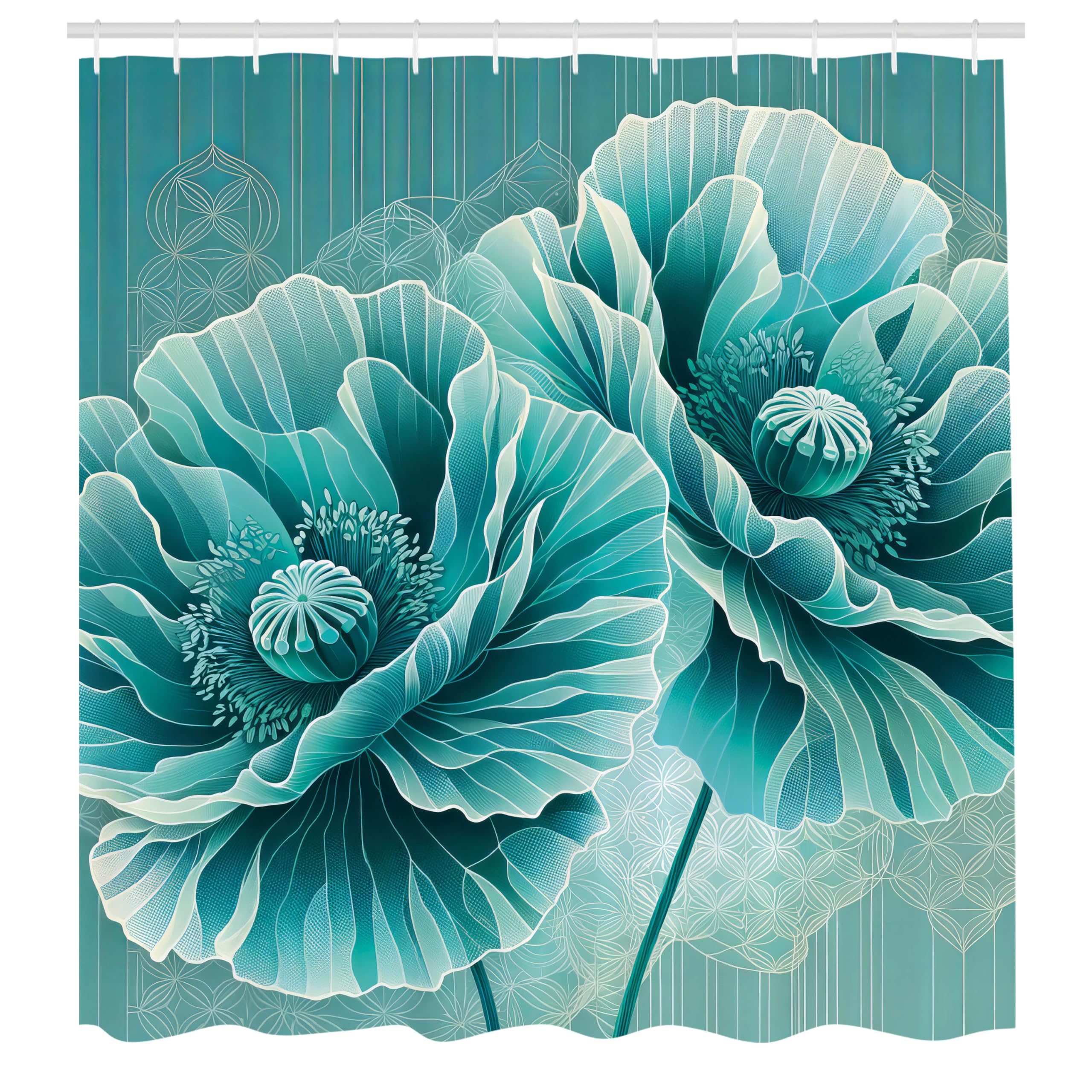 Abakuhaus Poppy Flower Shower Curtain | Waterproof Fabric | 175 x 200 cm