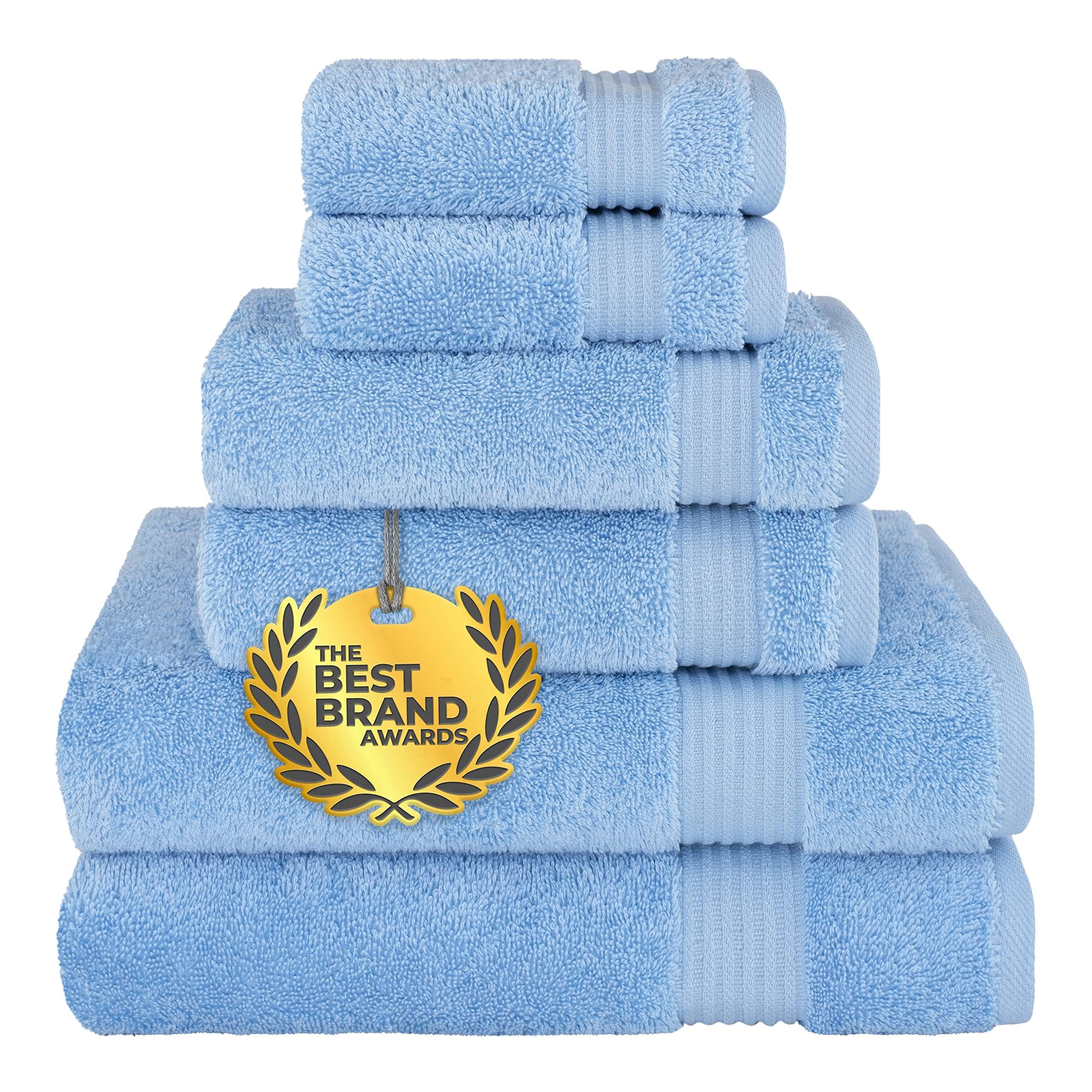 Cotton Paradise 6-Piece Turkish Cotton Bath Towel Set | Sky Blue