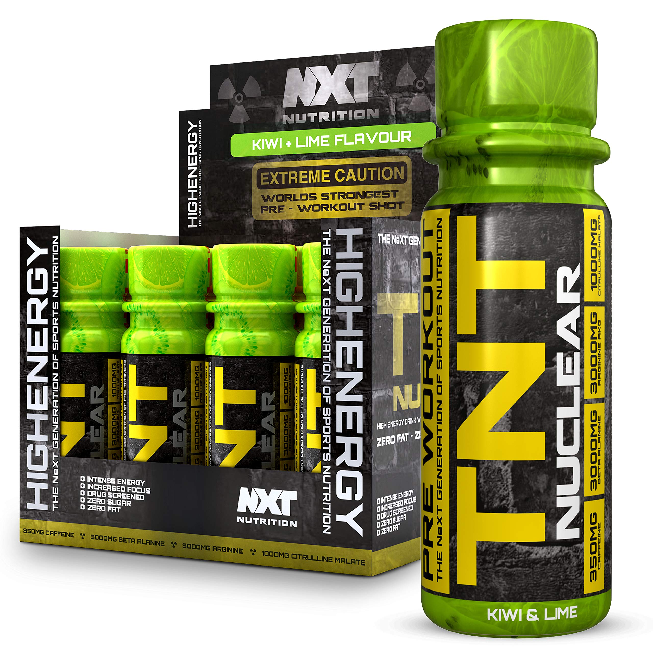 NXT Nutrition TNT Nuclear Pre-Workout Energy Shots - 12 x 60ml Kiwi & Lime