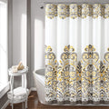 Lush Decor Clara Shower Curtain – Boho Paisley Damask Fabric, 72x72 Yellow