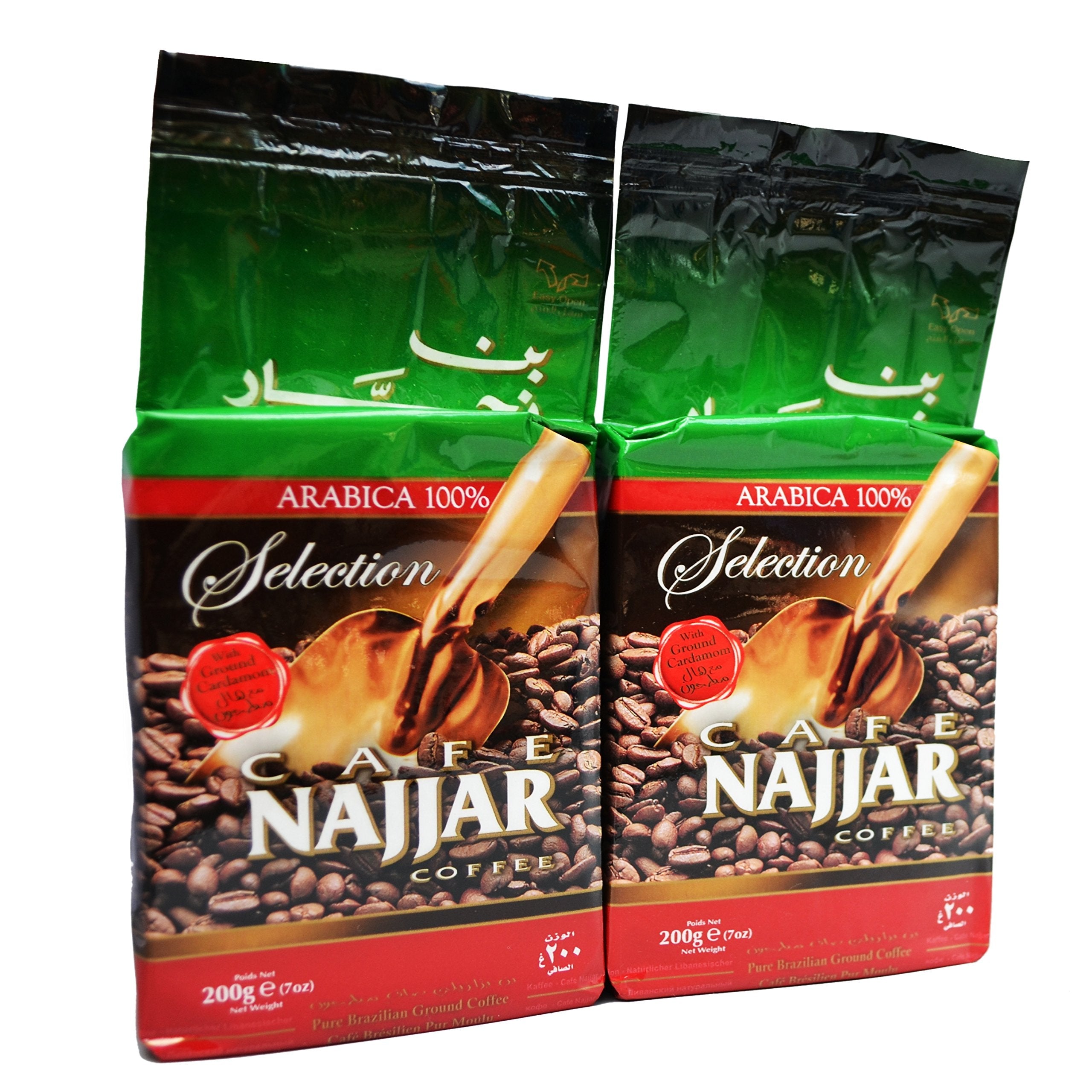 Najjar Arabica Coffee with Cardamom - Dark Roast Turkish Style 200g (2 Pack)