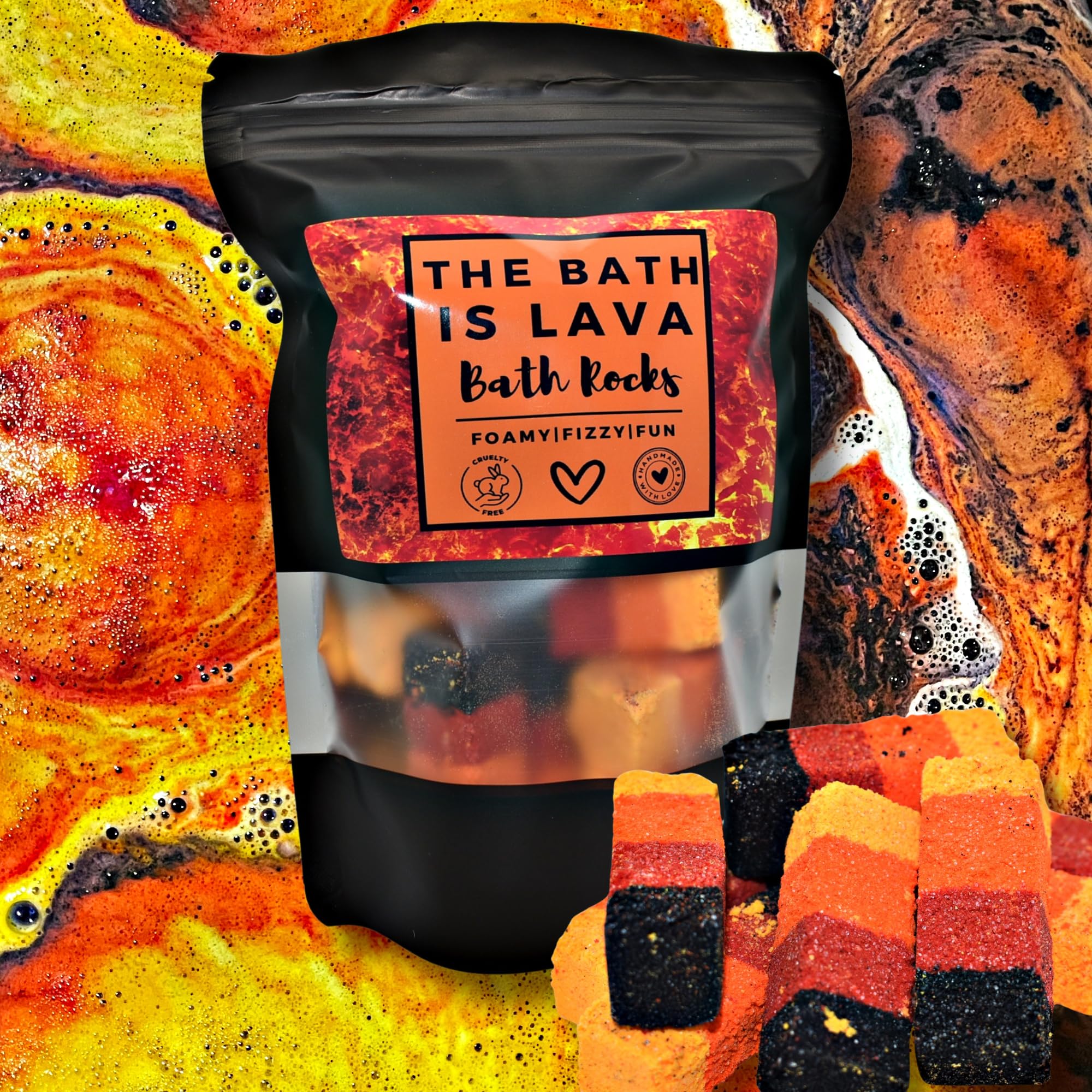 Jolof Store The Bath is Lava – Raspberry Fizzy Bath Bomb Rocks for Kids