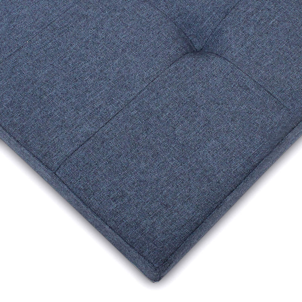 BRIAN & DANY Folding Storage Ottoman | Navy Blue Linen Footstool Bench