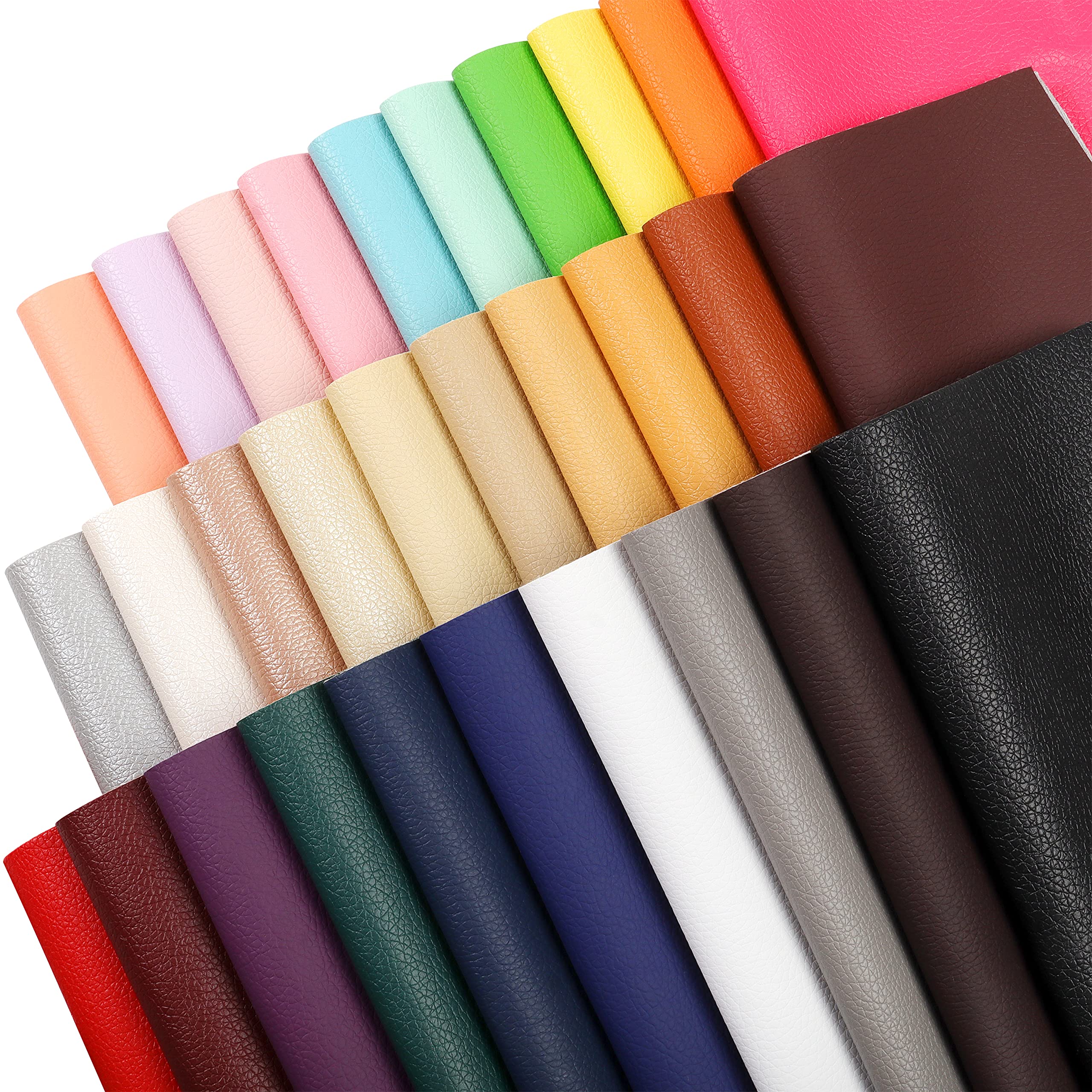 30Pcs Solid Faux Leather Sheets – 8x6 Inch PU Fabric for DIY