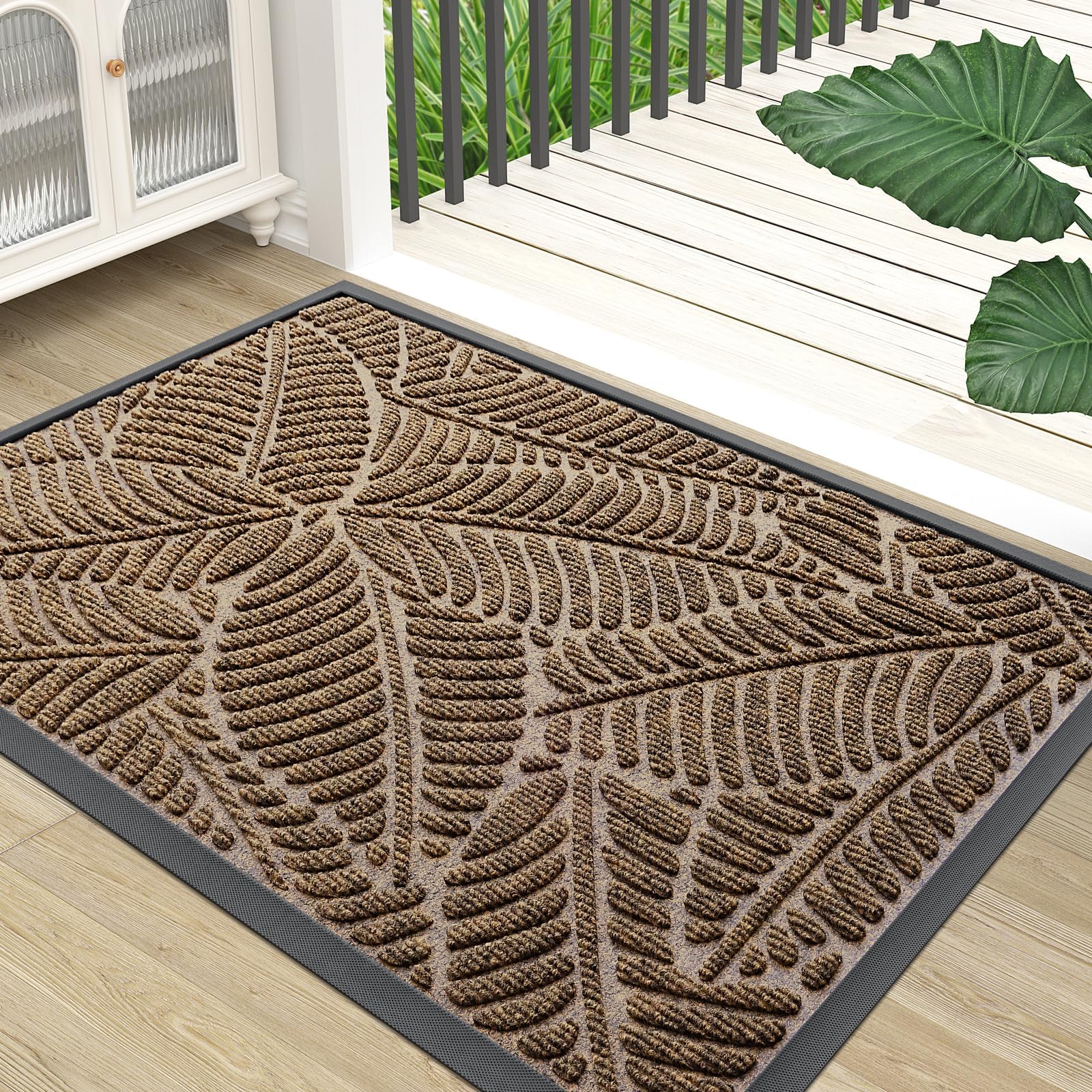 Homaxy Heavy Duty Rubber Door Mat – Non-Slip Dirt Trapper Entrance Rug