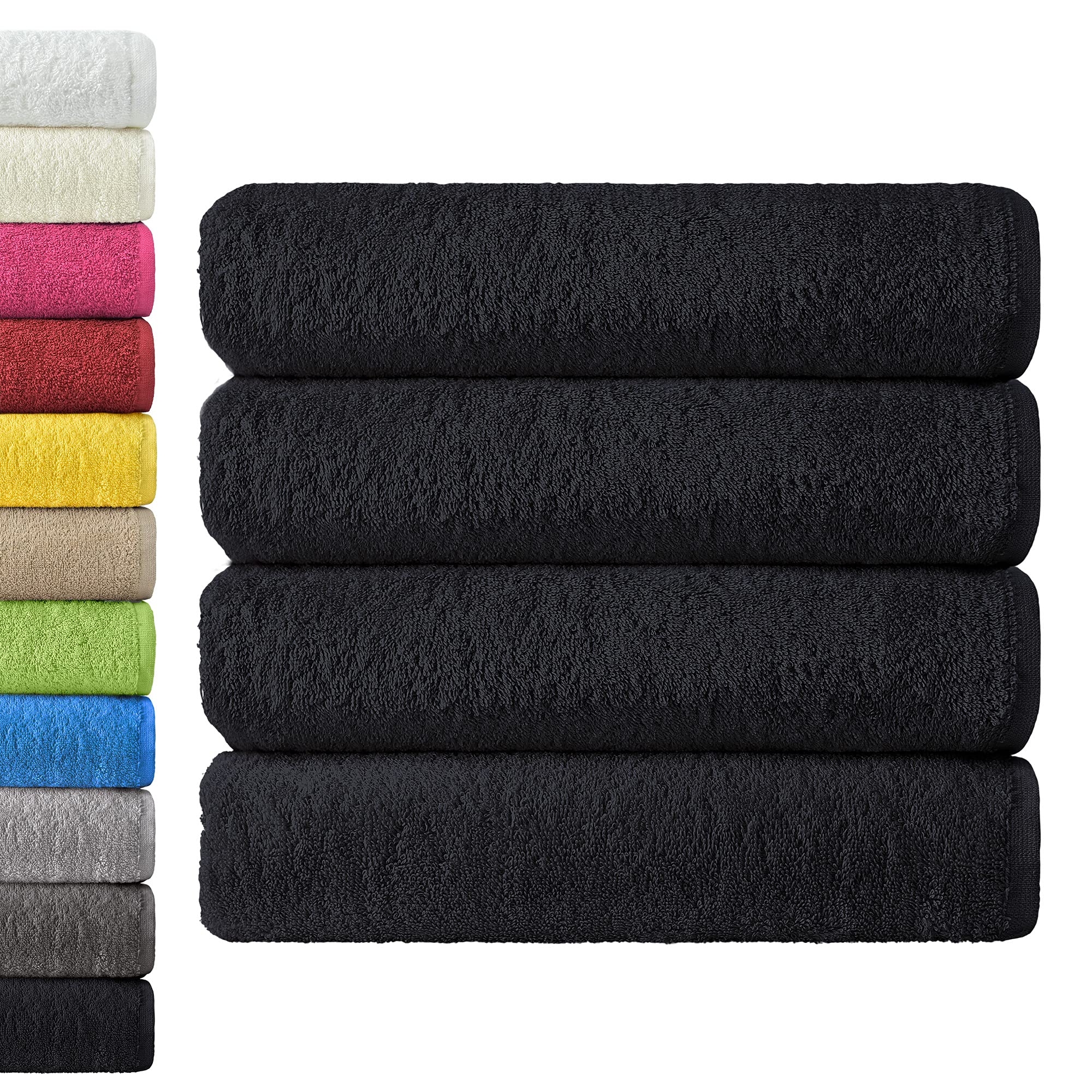NatureMark 4-Piece Cotton Bath Towel Set | 70 x 140 cm, Black