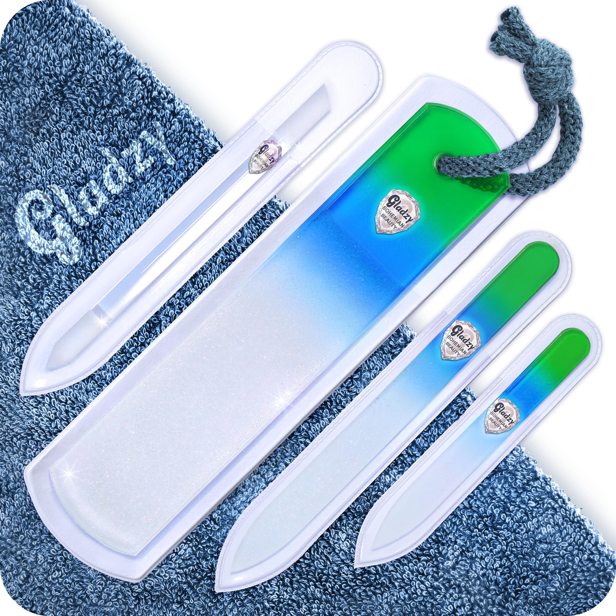 Gladzy Czech Glass Nail File Set | 4-Piece Manicure & Pedicure Kit