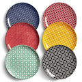 DOWAN 21.6cm Ceramic Side Plates – Set of 6 Colorful Geometric Dessert Plates
